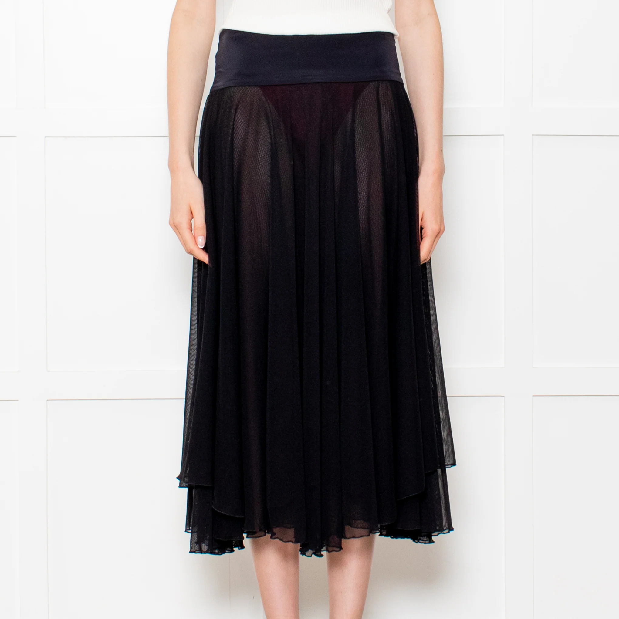 Maryan Mehlhorn Black Net Midi Skirt - Image 2