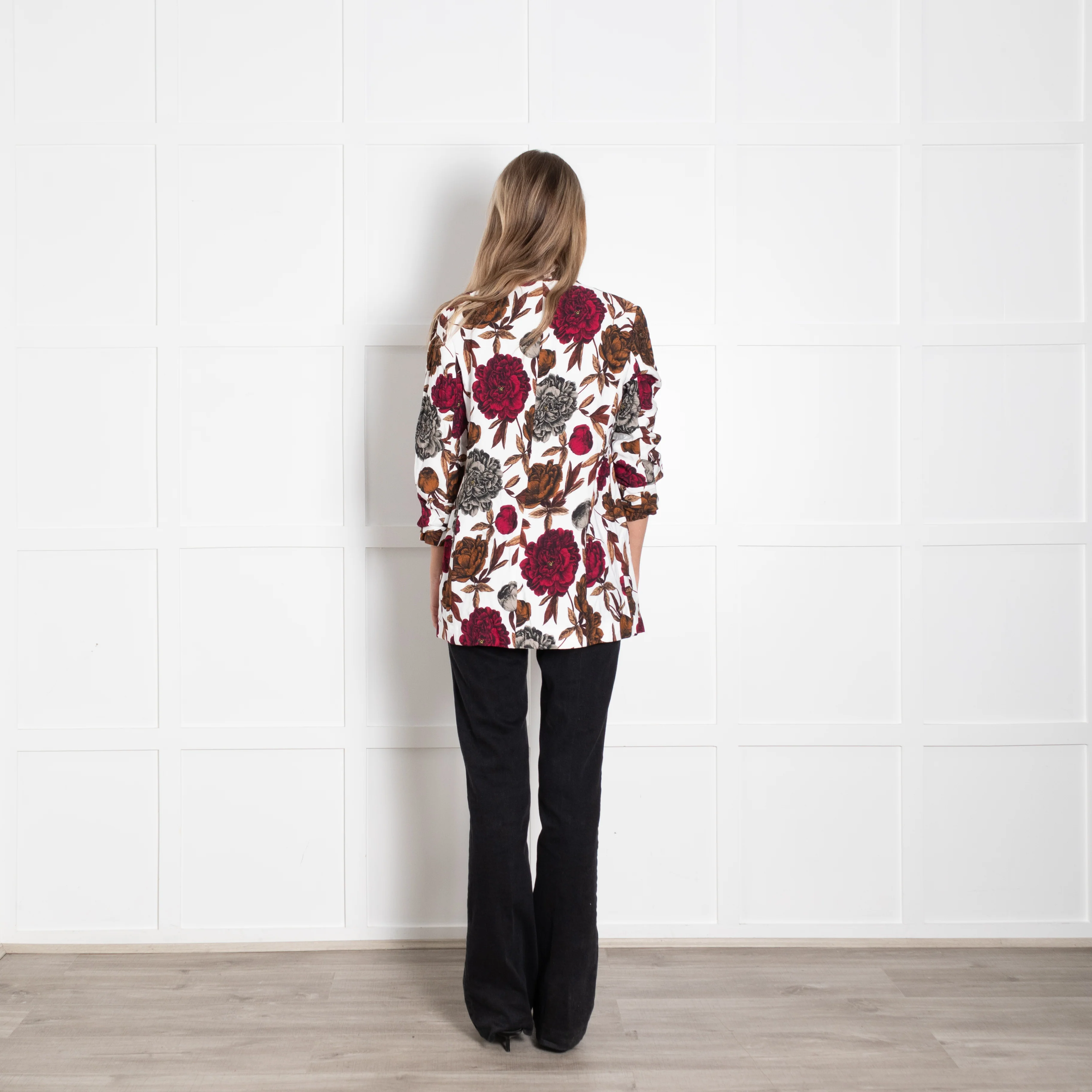Maryan Mehlhorn White Brown Floral Soft Jacket - Image 5