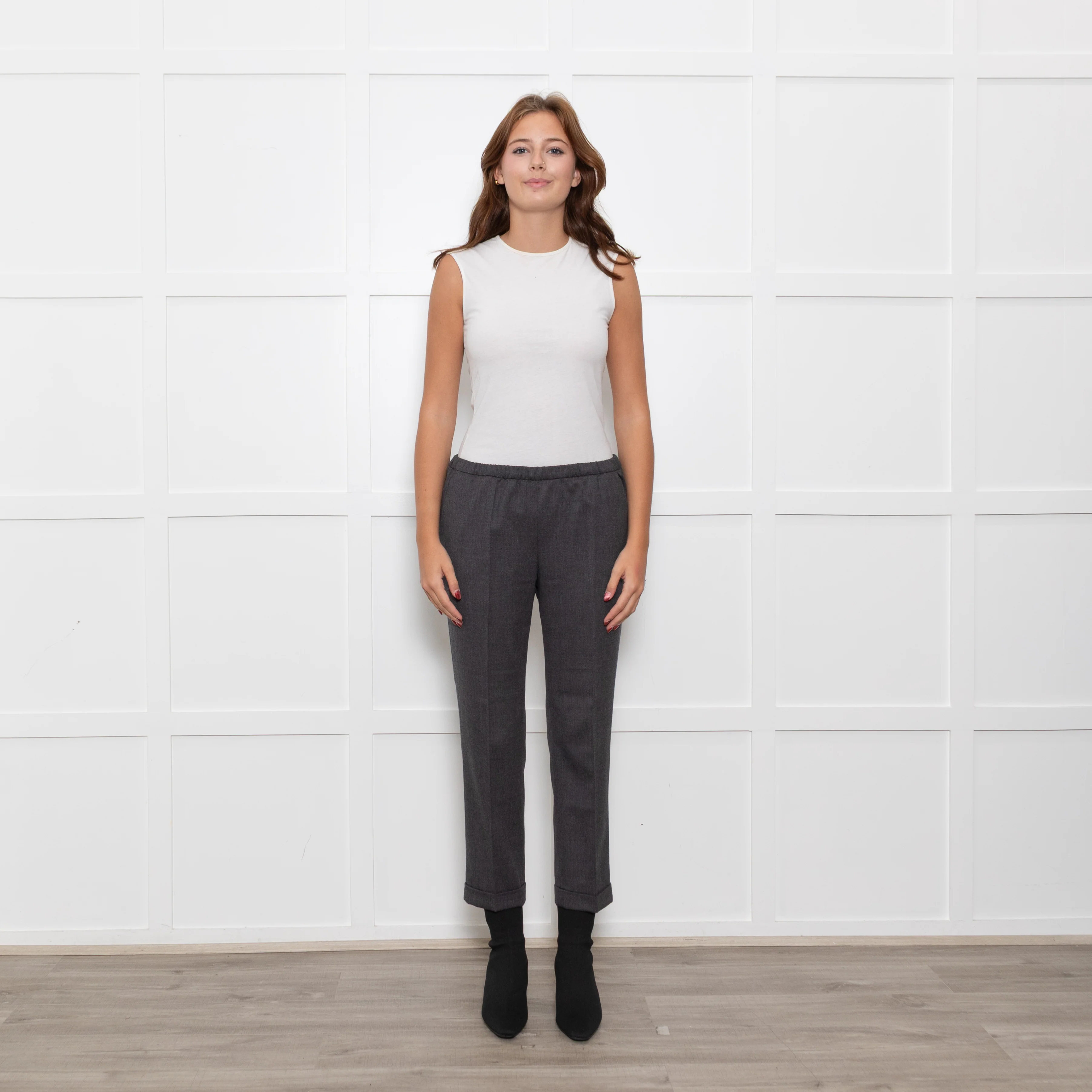 Masscob Grey Elasticated Waist Cigarette Trousers