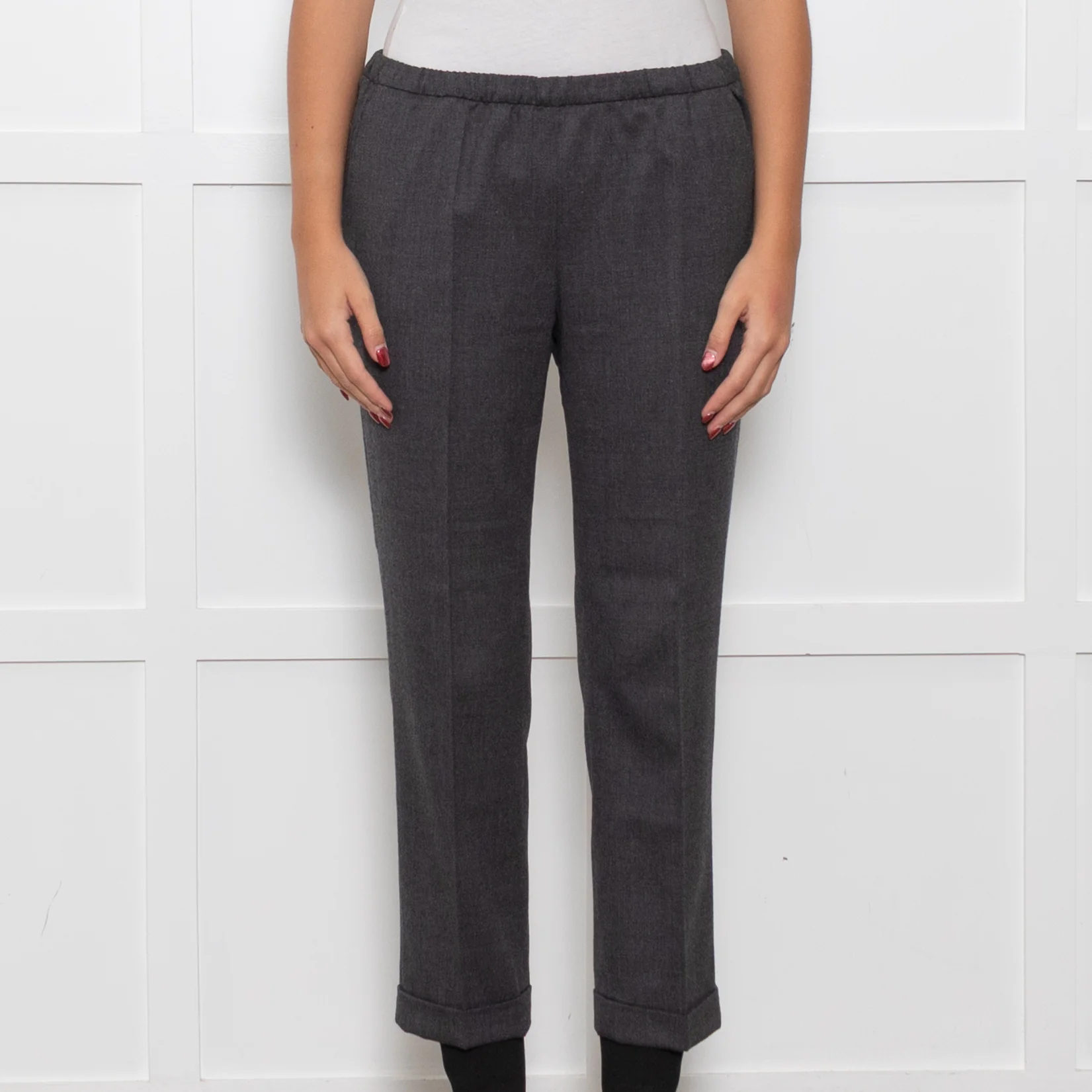Masscob Grey Elasticated Waist Cigarette Trousers - Image 2
