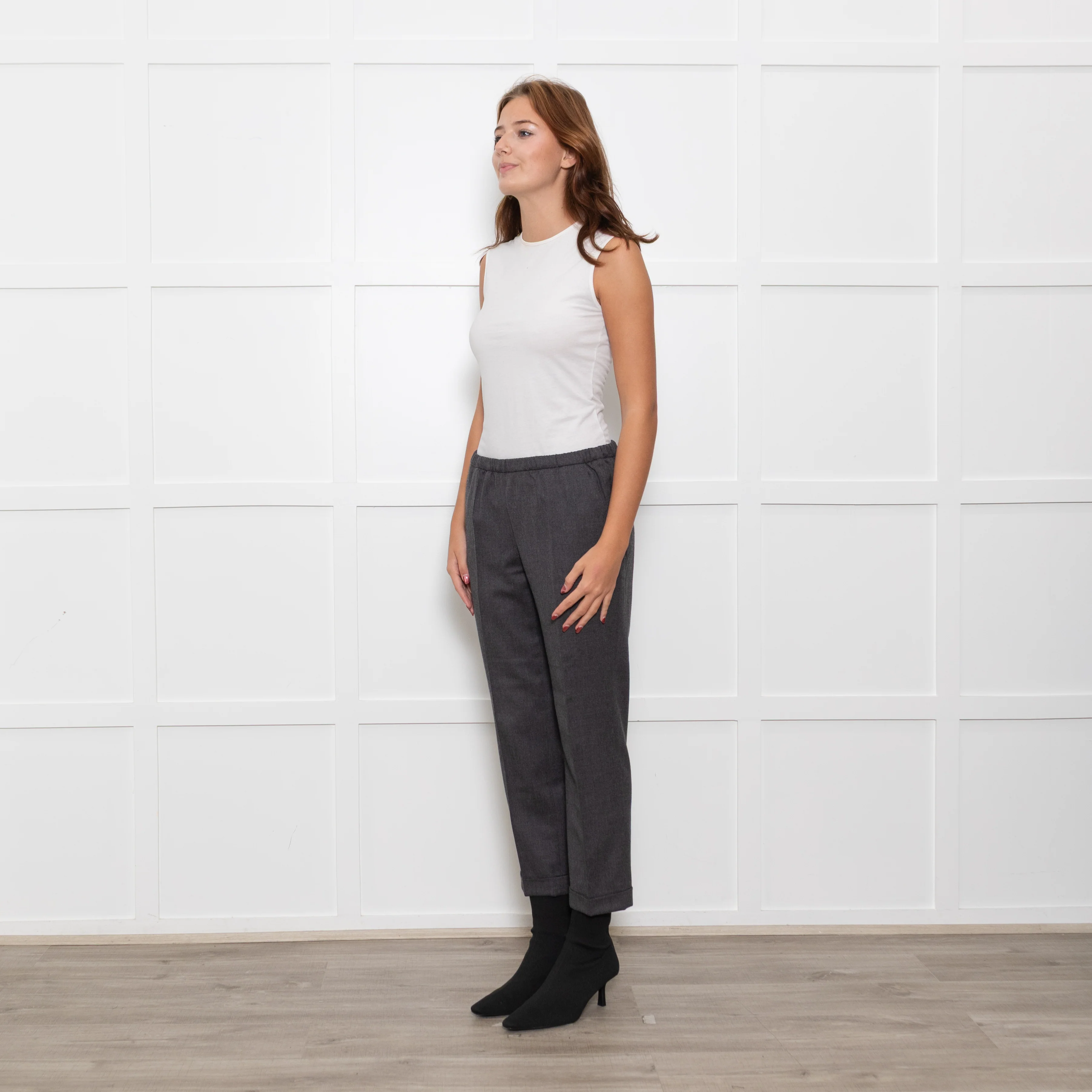 Masscob Grey Elasticated Waist Cigarette Trousers - Image 3