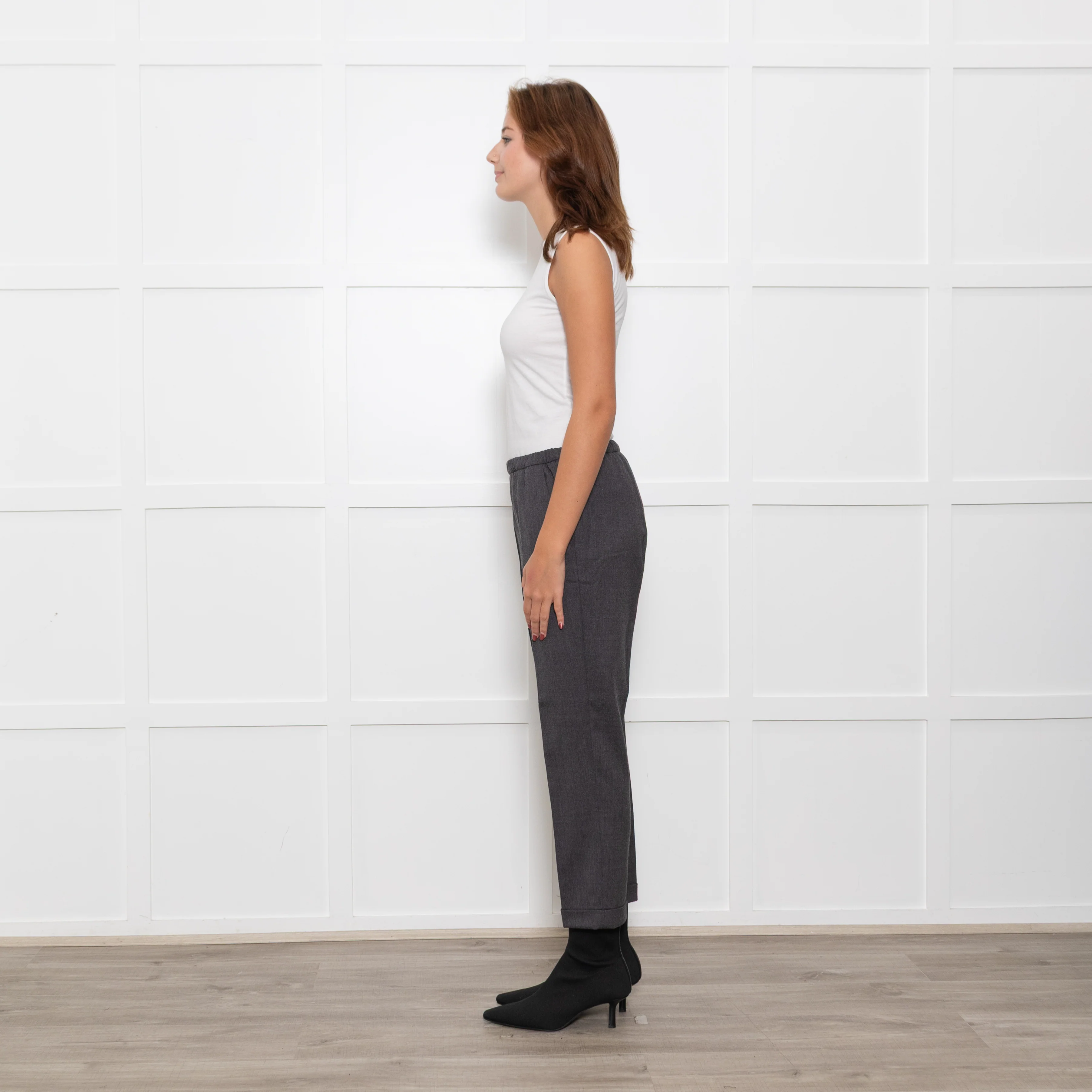 Masscob Grey Elasticated Waist Cigarette Trousers - Image 4