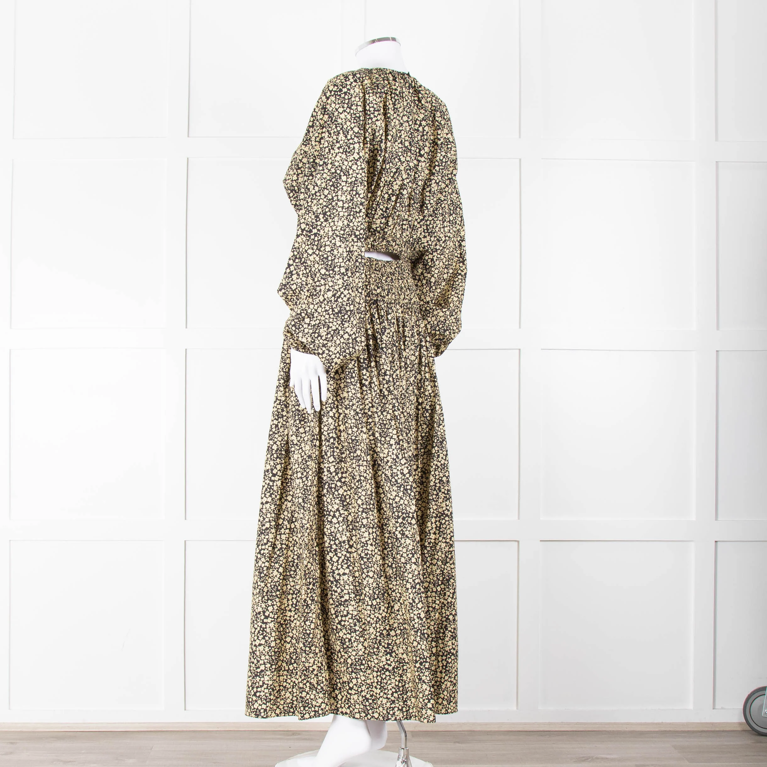 Matteau Black Yellow Floral Cotton Elasticated Maxi Skirt - Image 14