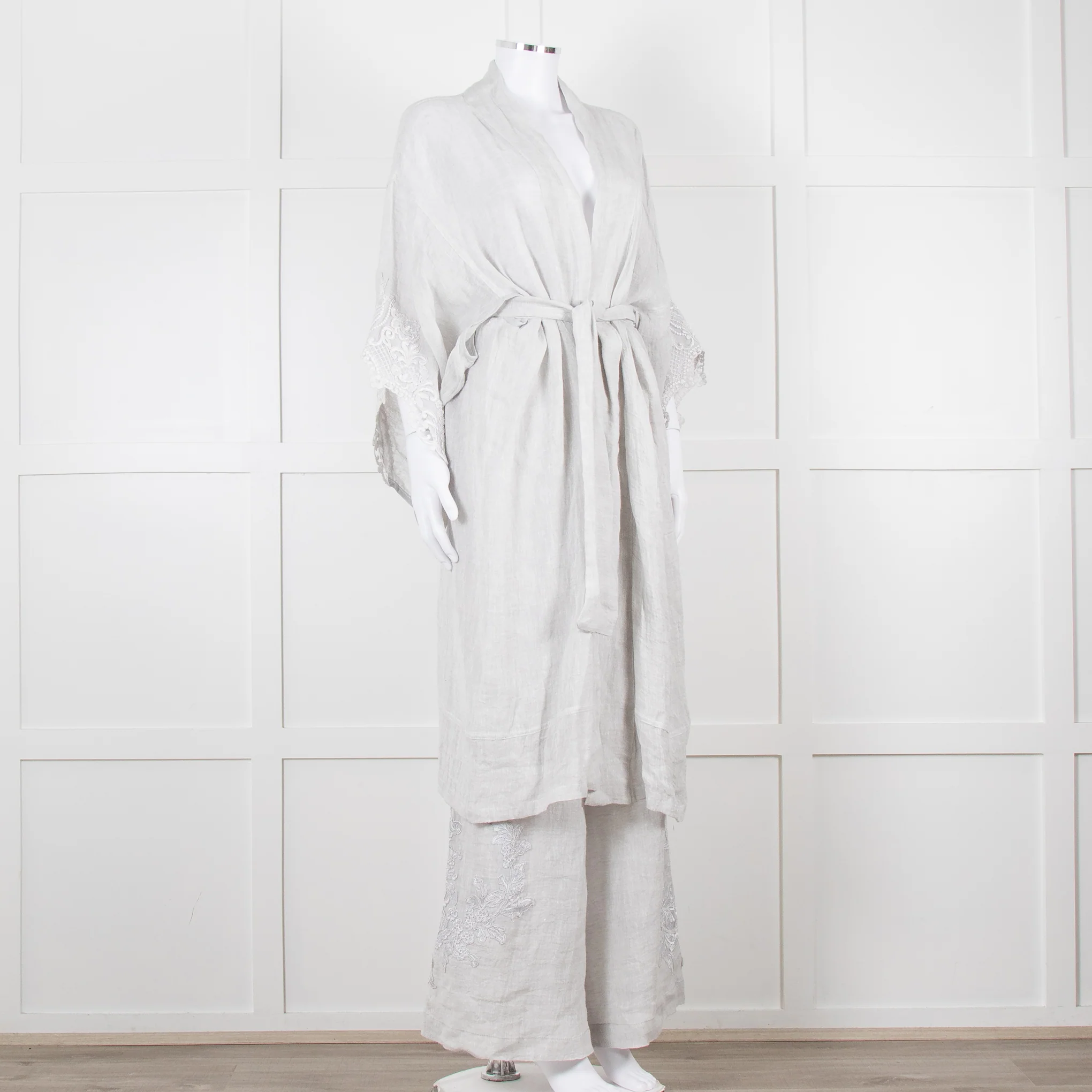Maurizio Mykonos Grey Lace Wide Leg Trousers - Image 10