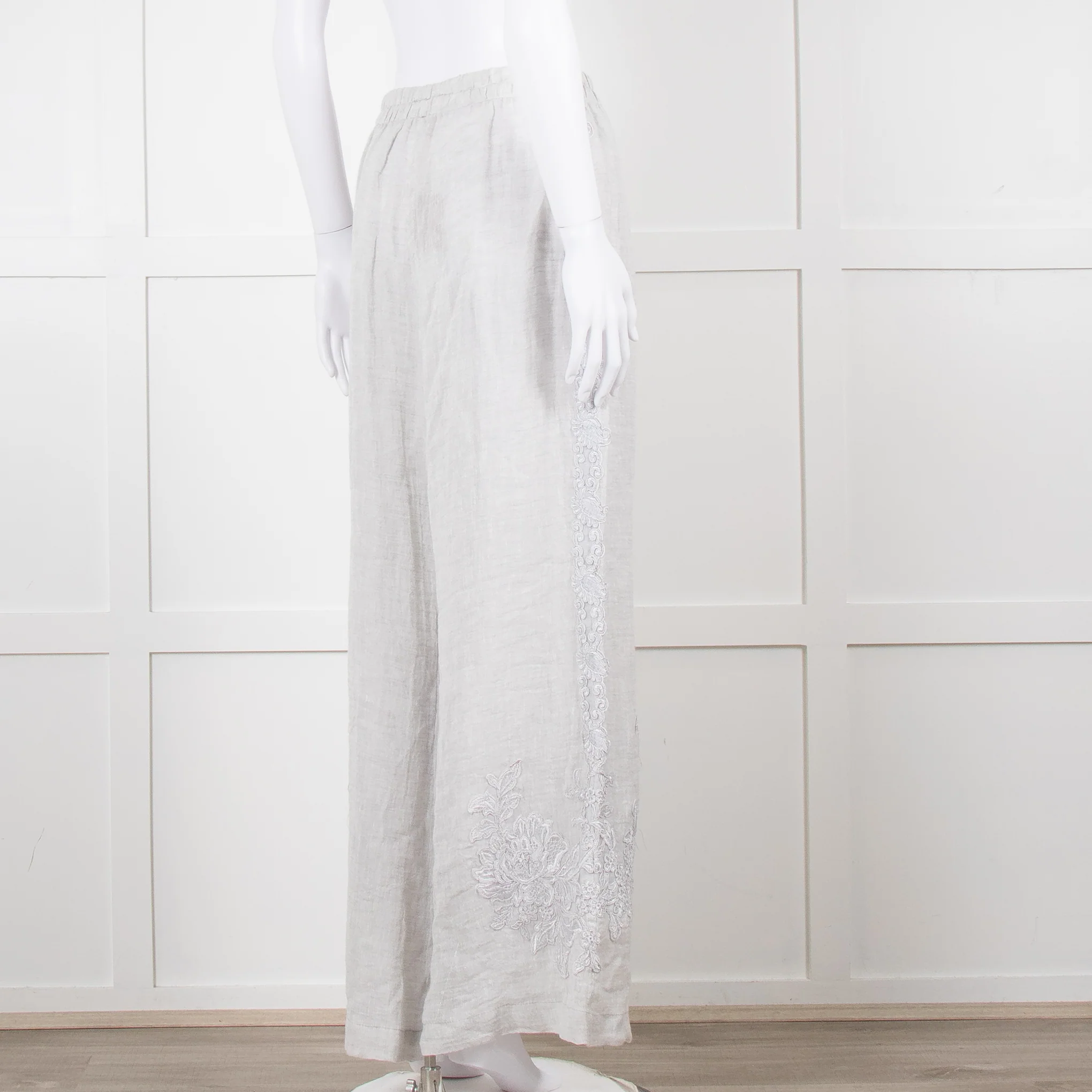 Maurizio Mykonos Grey Lace Wide Leg Trousers - Image 5