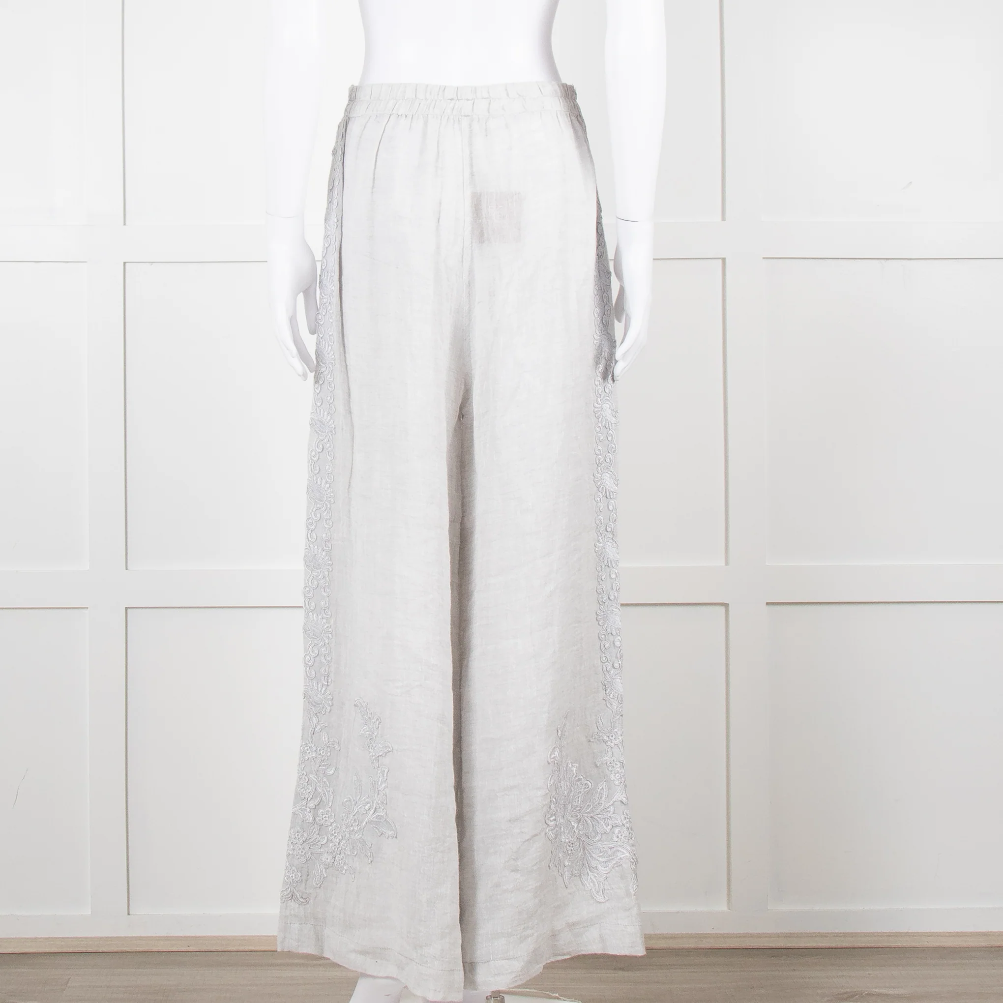 Maurizio Mykonos Grey Lace Wide Leg Trousers - Image 6