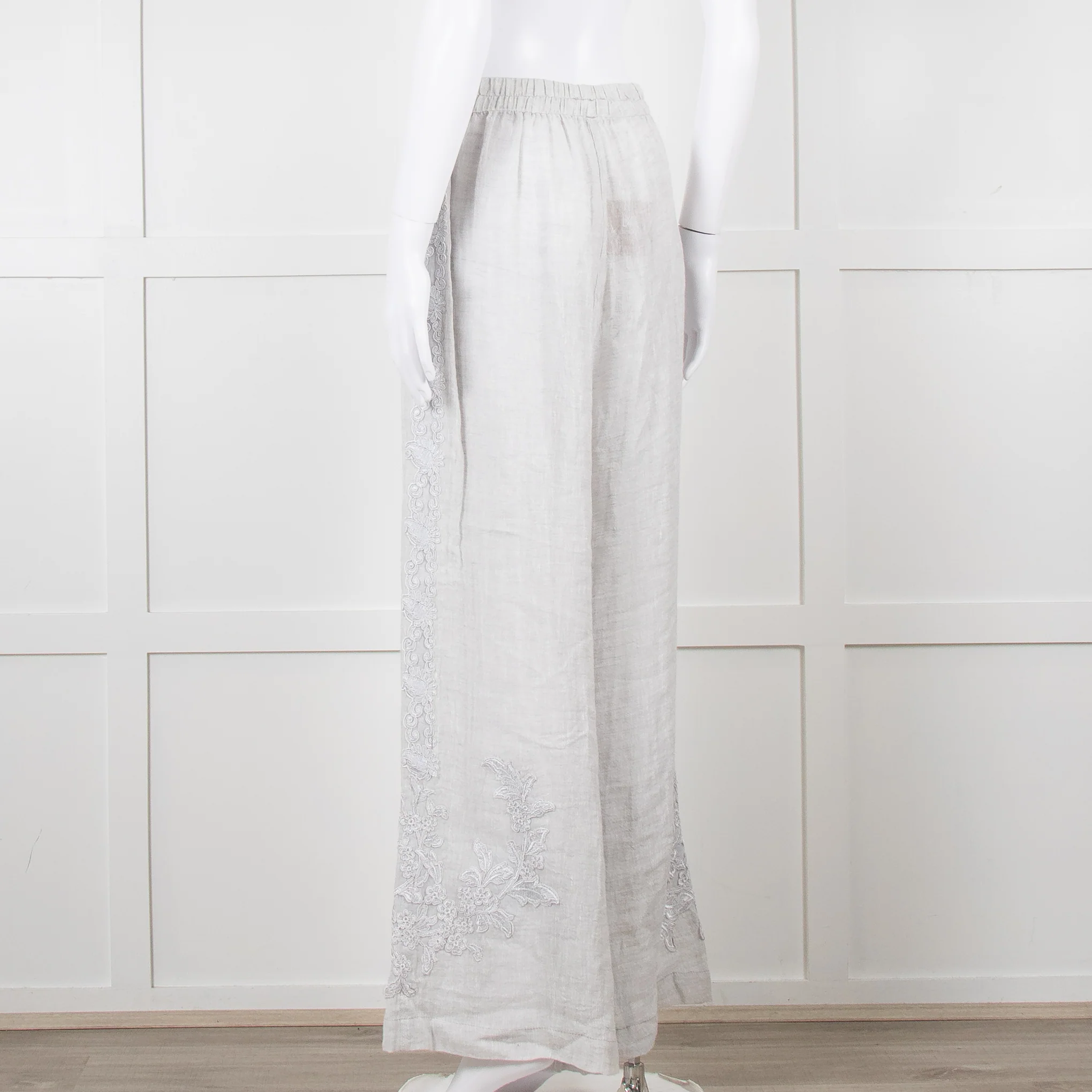 Maurizio Mykonos Grey Lace Wide Leg Trousers - Image 7