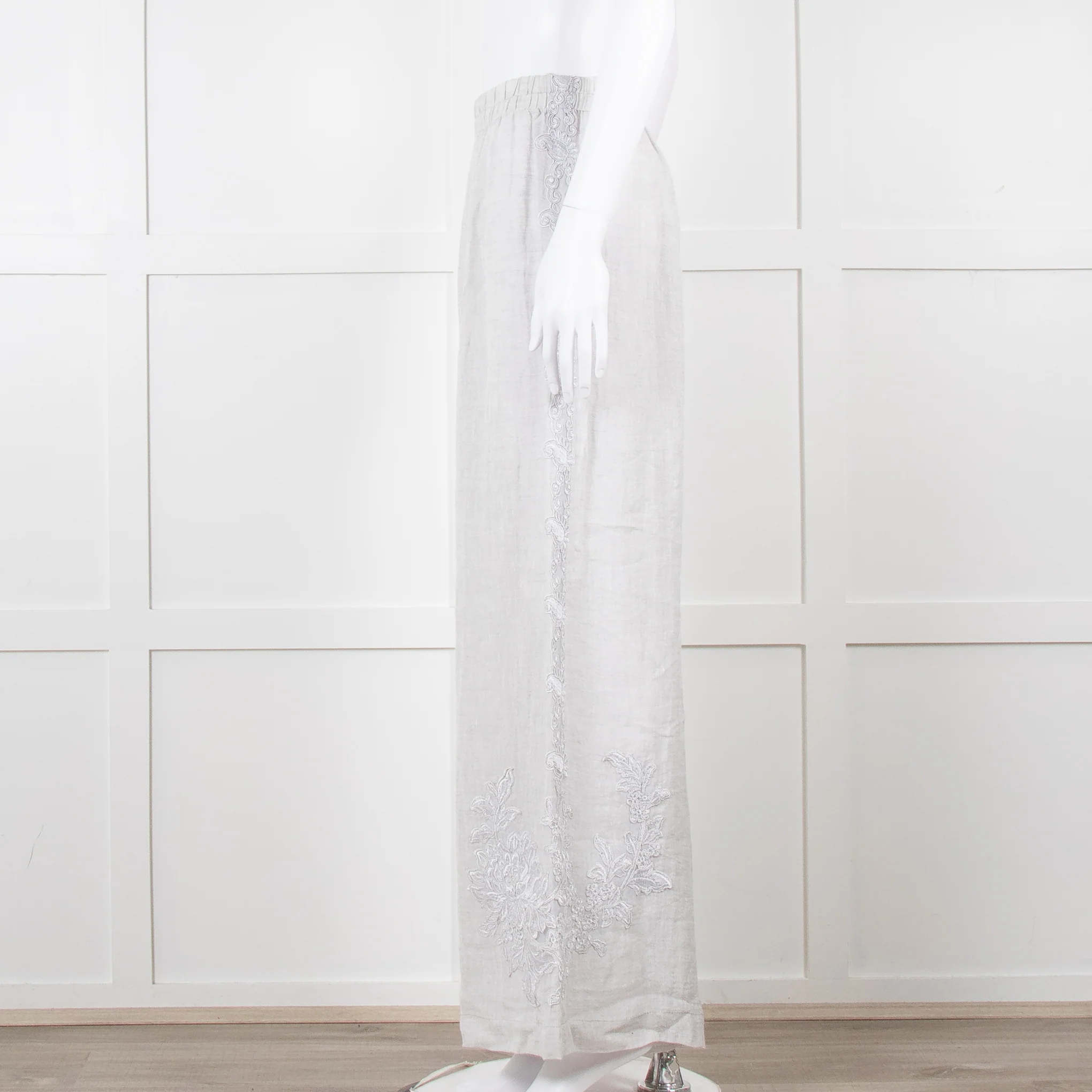 Maurizio Mykonos Grey Lace Wide Leg Trousers - Image 8