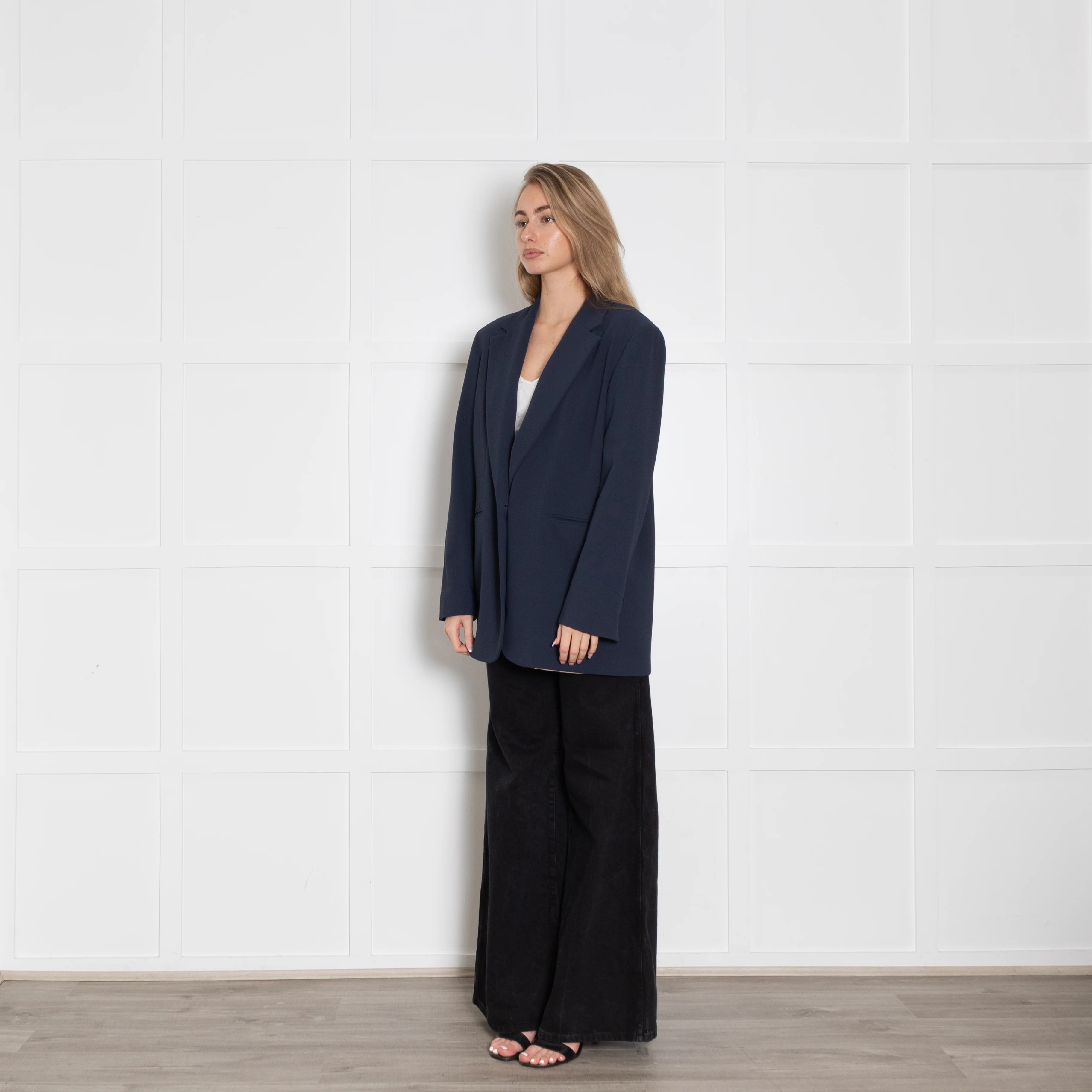 Max & Co Blue Blazer Stripe Turn Up Cuff - Image 3