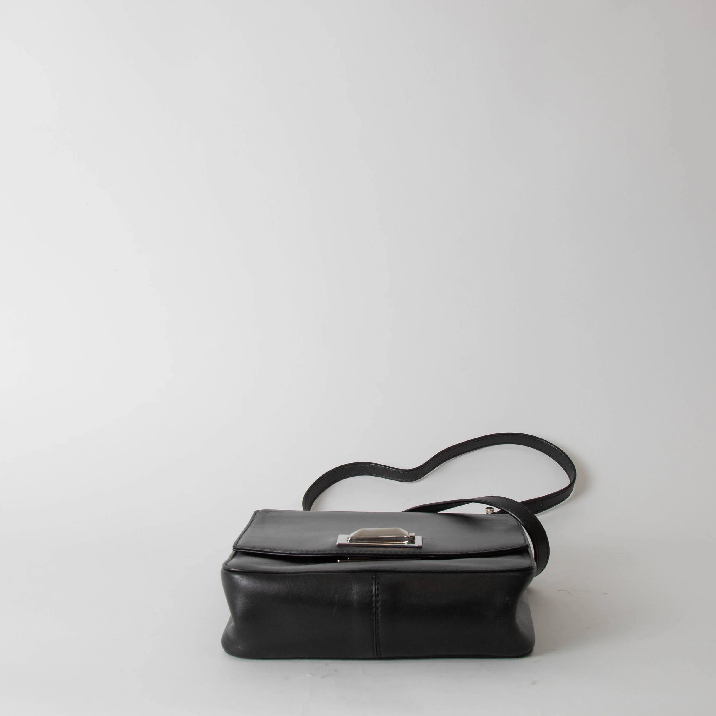 Max Mara Black Leather Silver Hardware Crossbody Bag - Image 6