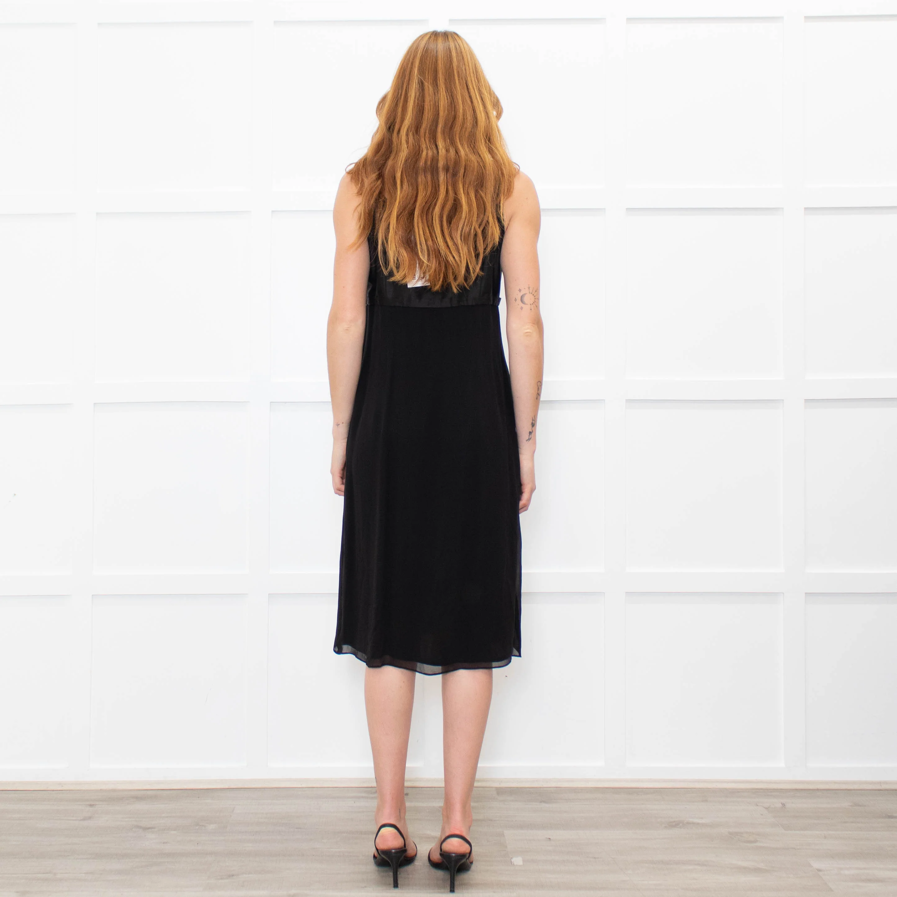 Max Mara Black Sleeveless Diamante Buckle Dress - Image 5