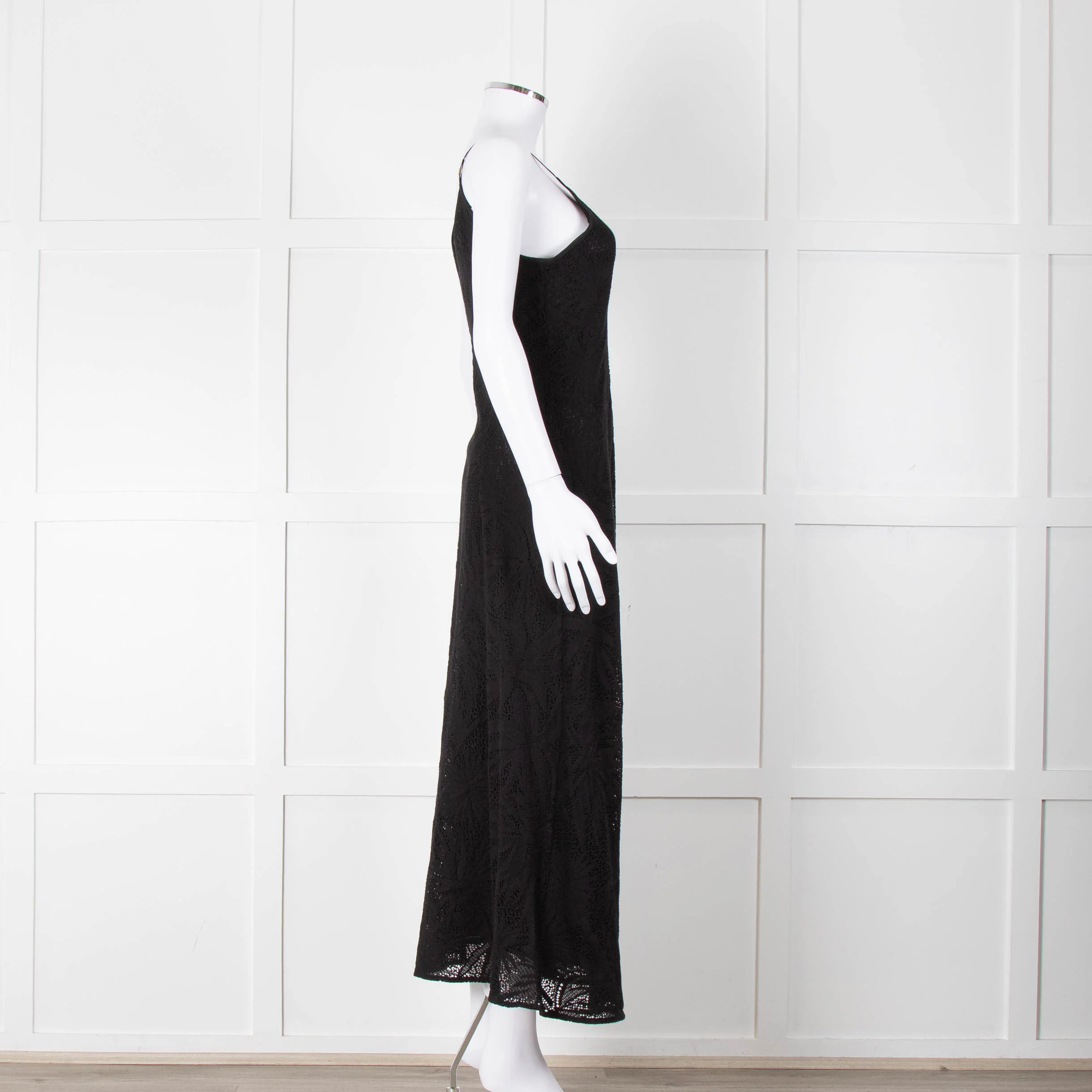 Max Mara Black Stretch Palm Tree Lace Maxi Dress - Image 3