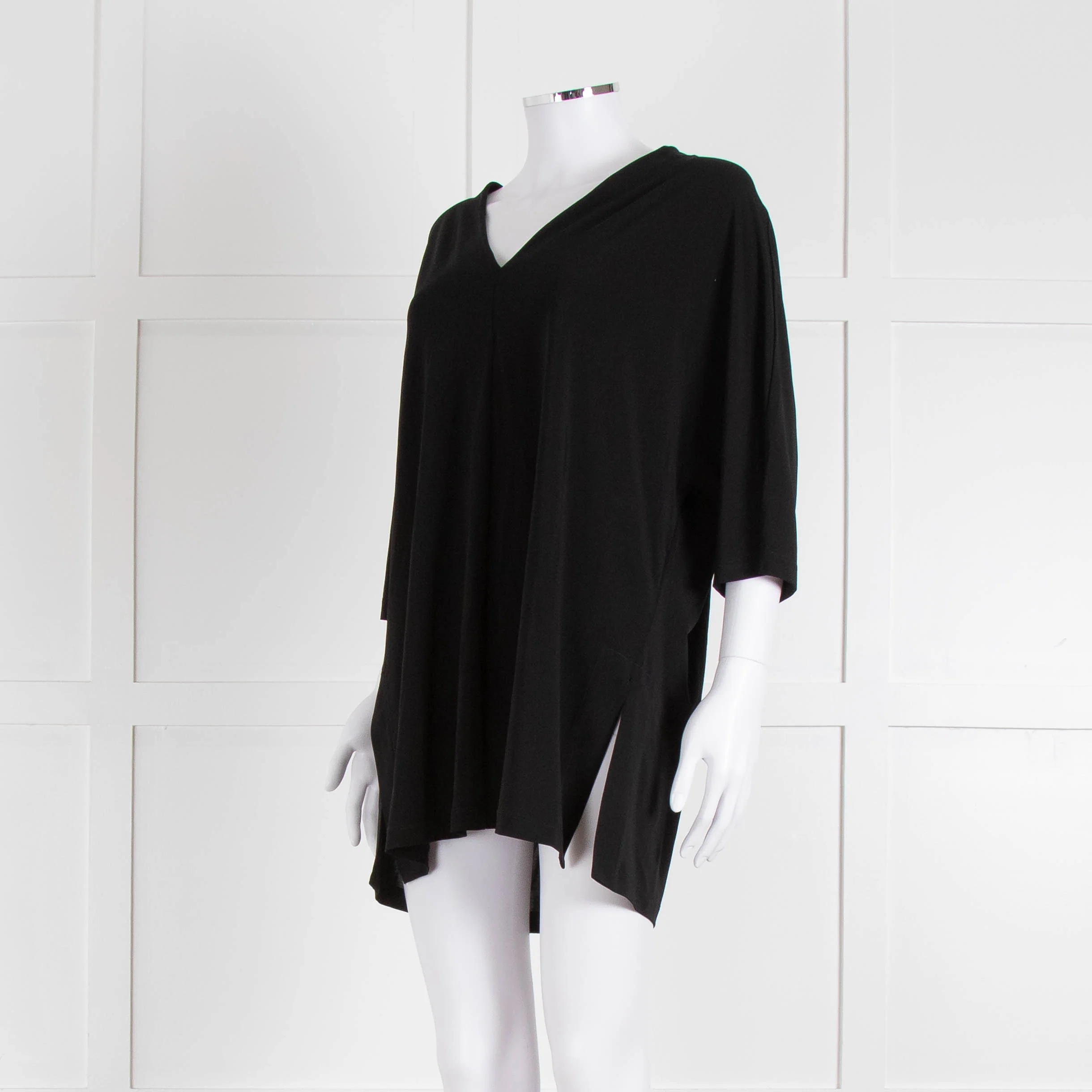 Max Mara Black V Neck Jersey Top - Image 8