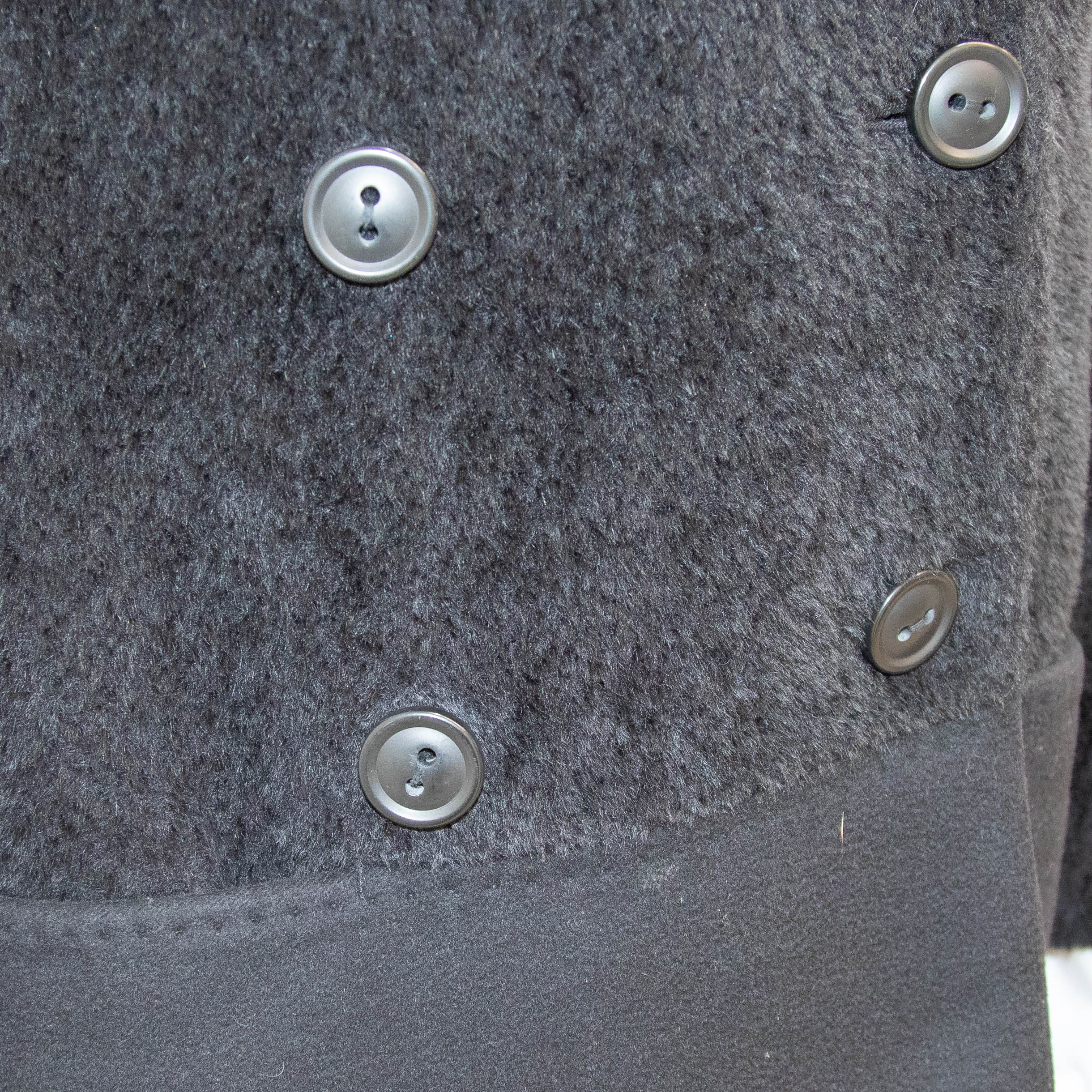 Max Mara Black Wool Alpaca Mix Coat with Fox Fur Trimmed Hood - Image 6