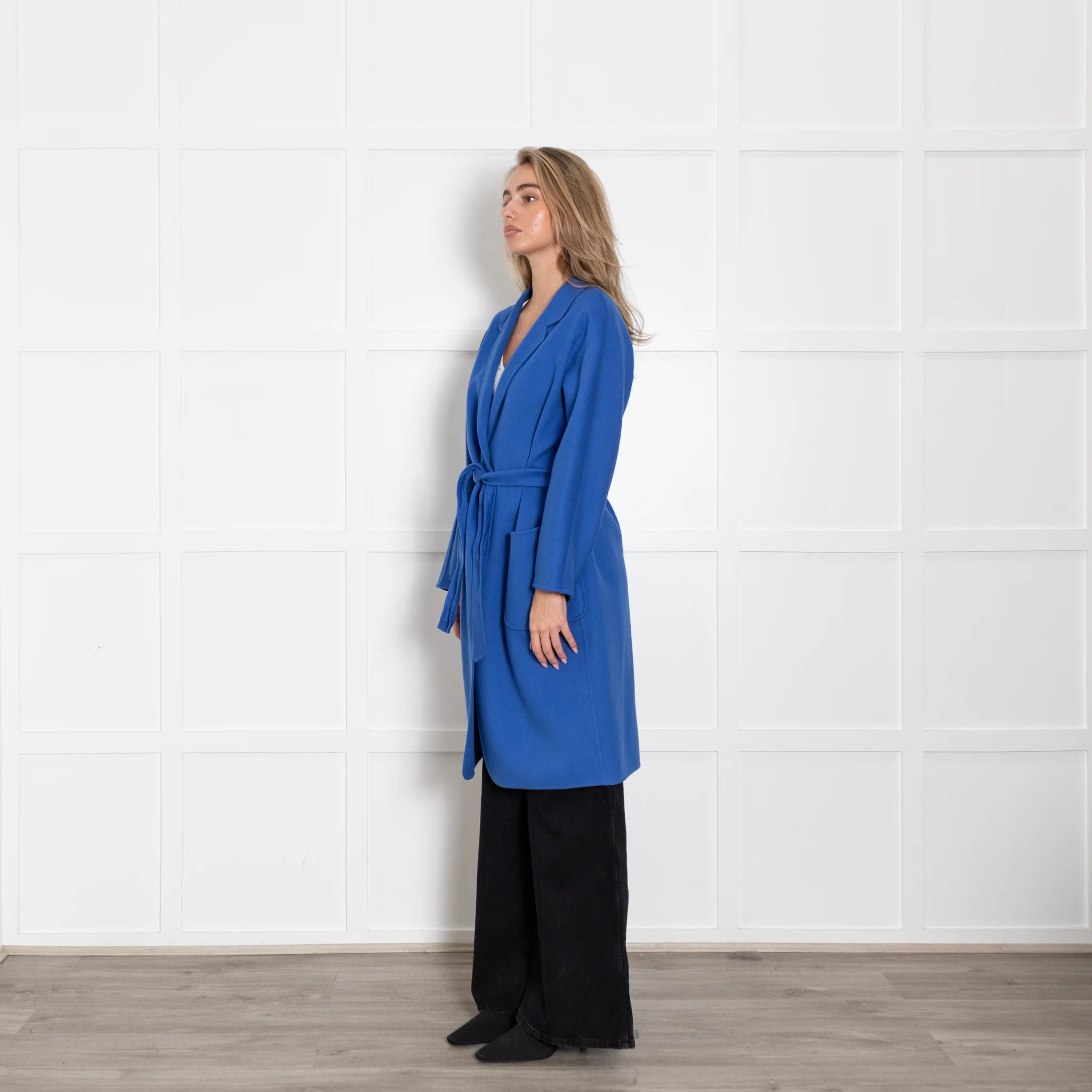 Max Mara Blue Wool Angora Blend Belted Coat - Image 3