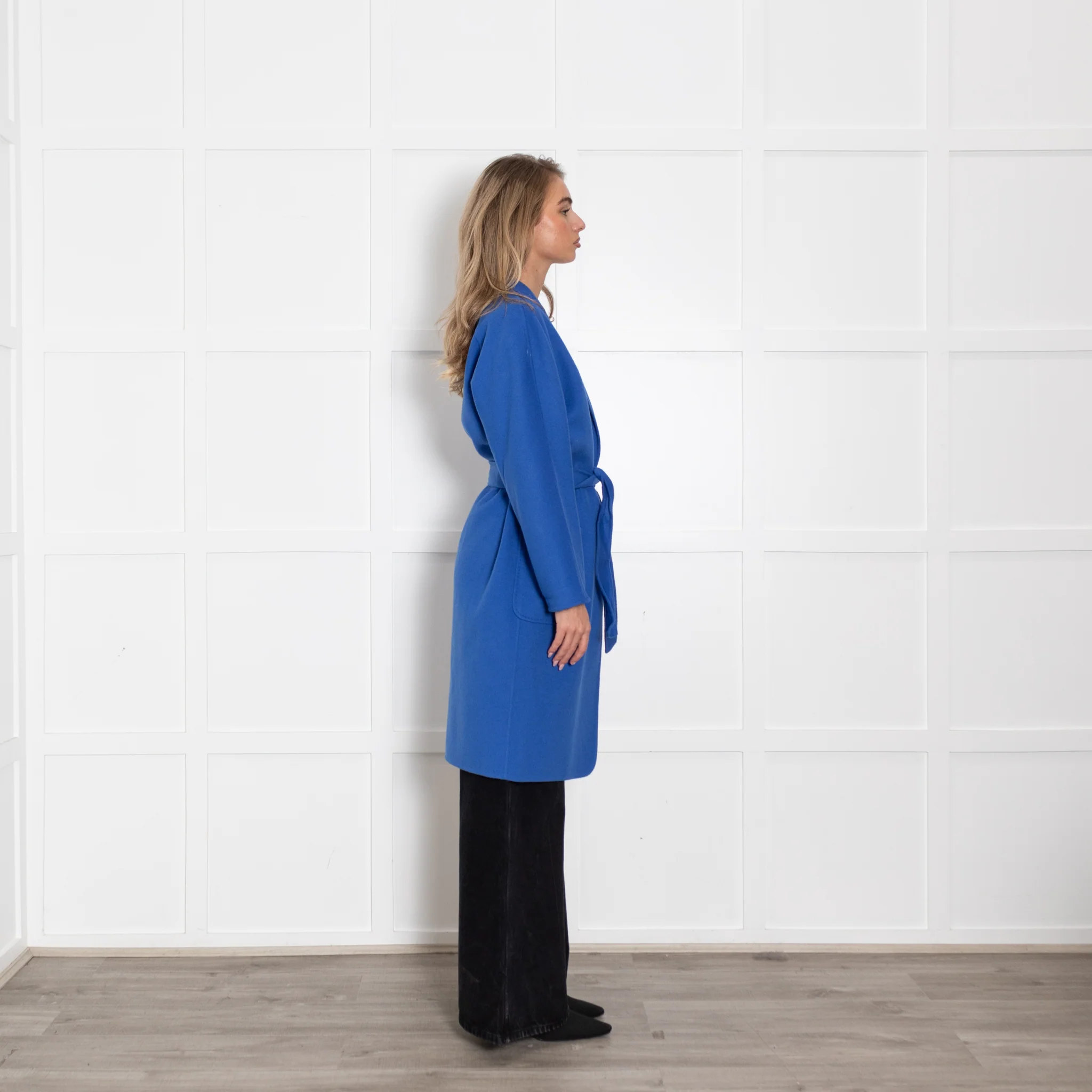 Max Mara Blue Wool Angora Blend Belted Coat - Image 6