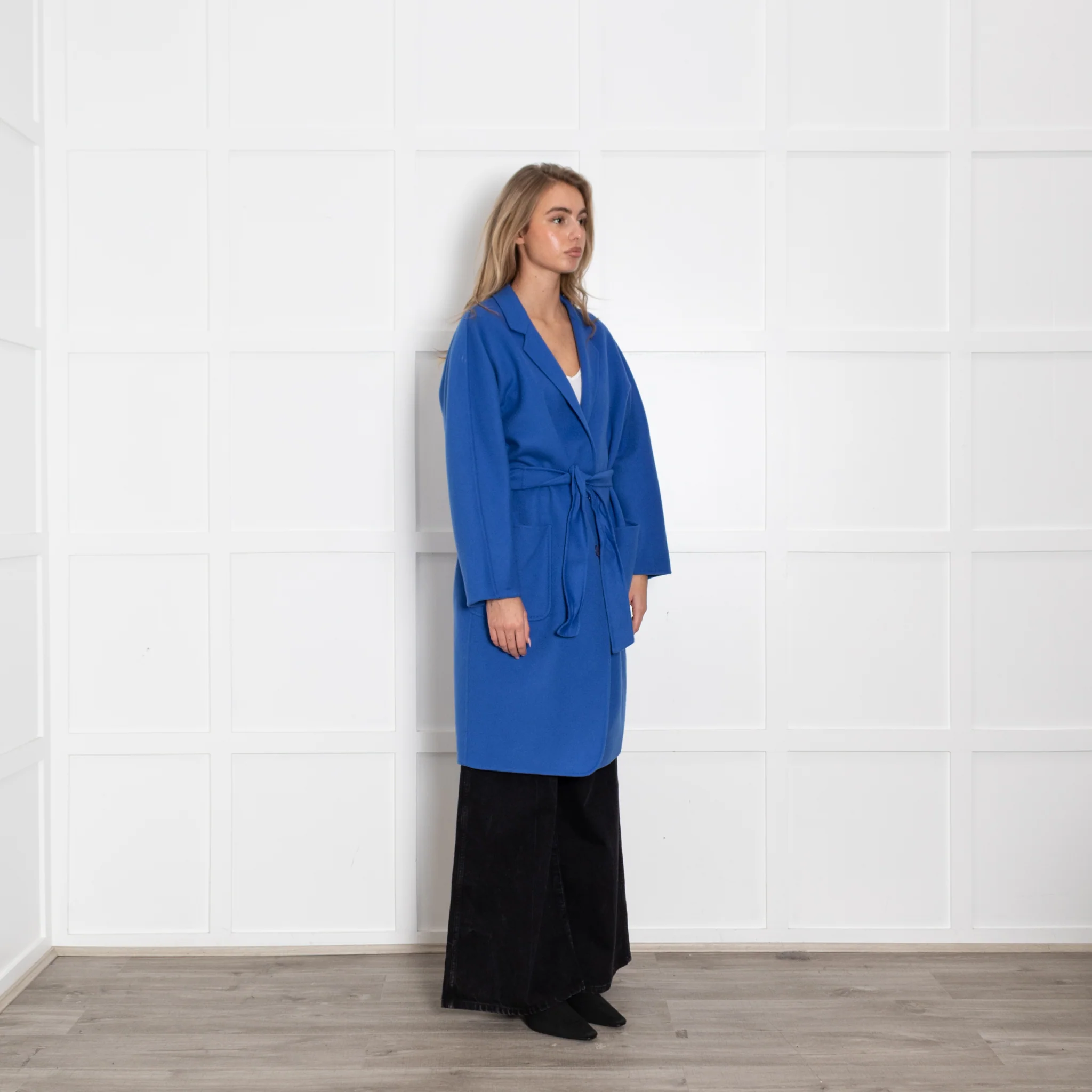 Max Mara Blue Wool Angora Blend Belted Coat - Image 7