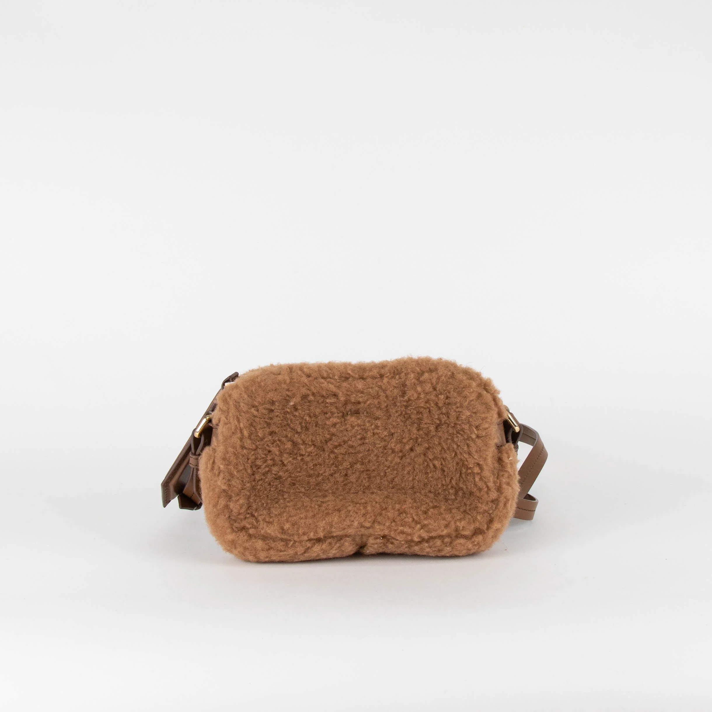 Max Mara Brown Faux Fur Crossbody Bag - Image 4