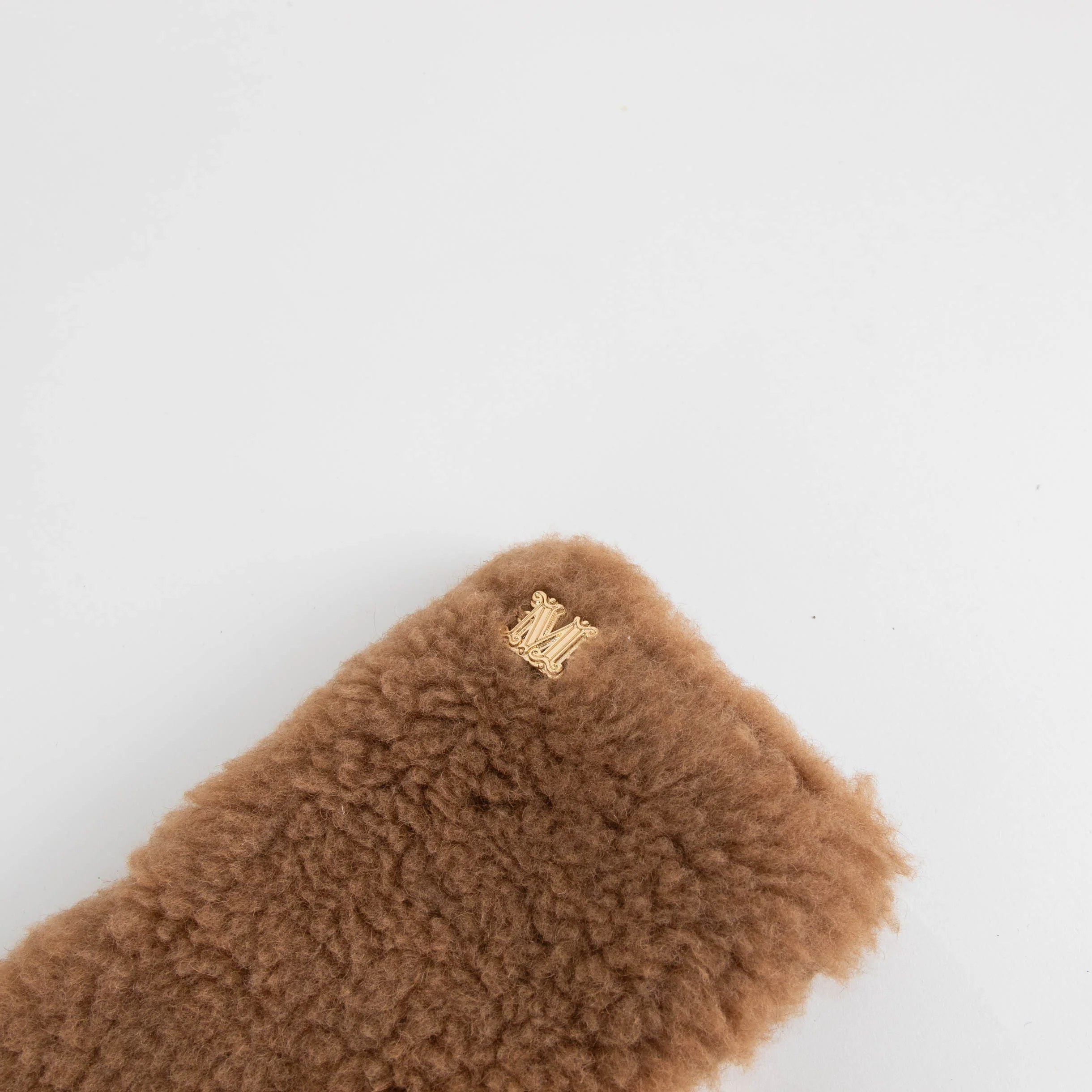 Max Mara Brown Faux Fur & Knit Fingerless Long Gloves - Image 2