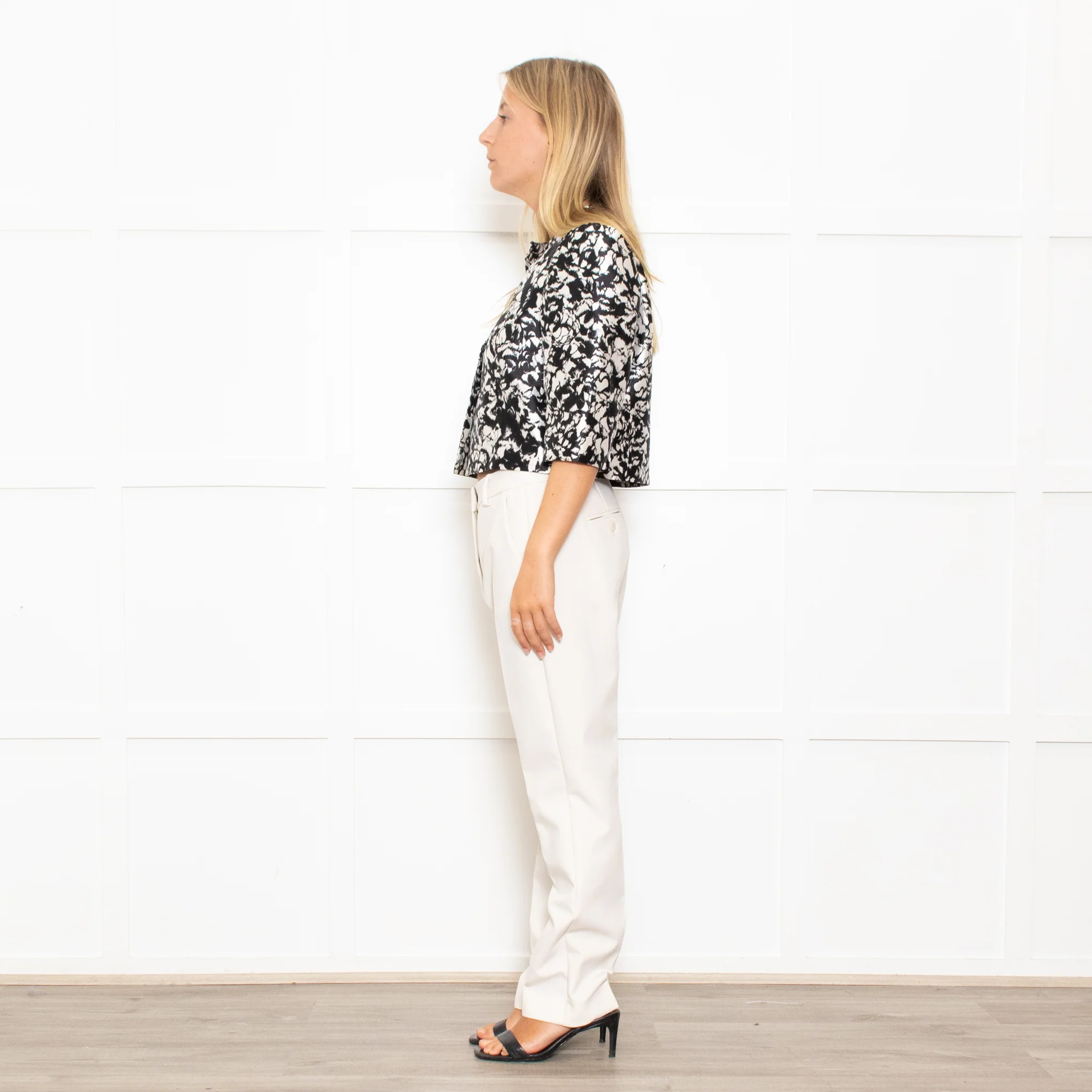 Max Mara Cream Black Floral Sleeveless Dress Plus Cropped Jacket - Image 12