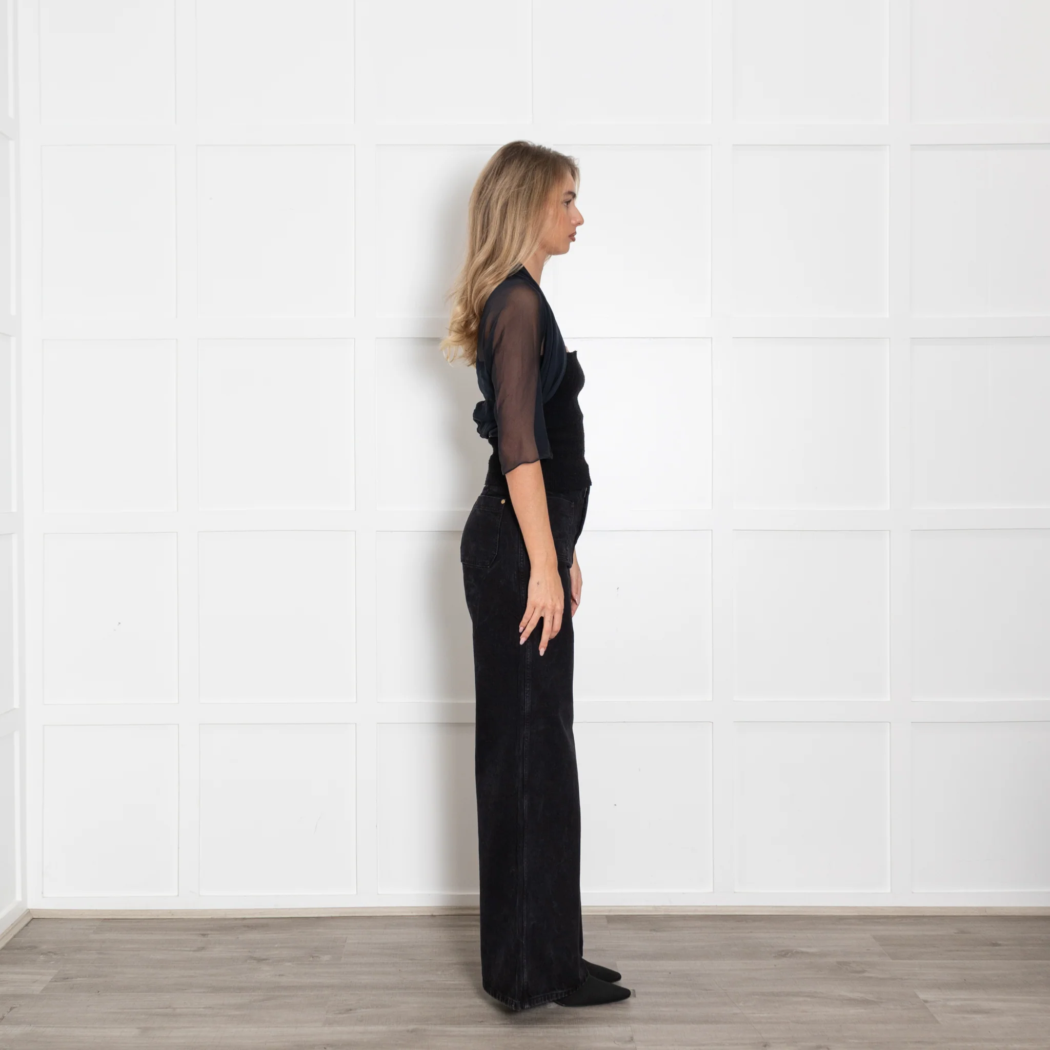 Max Mara Dark Navy Chiffon Shrug - Image 6