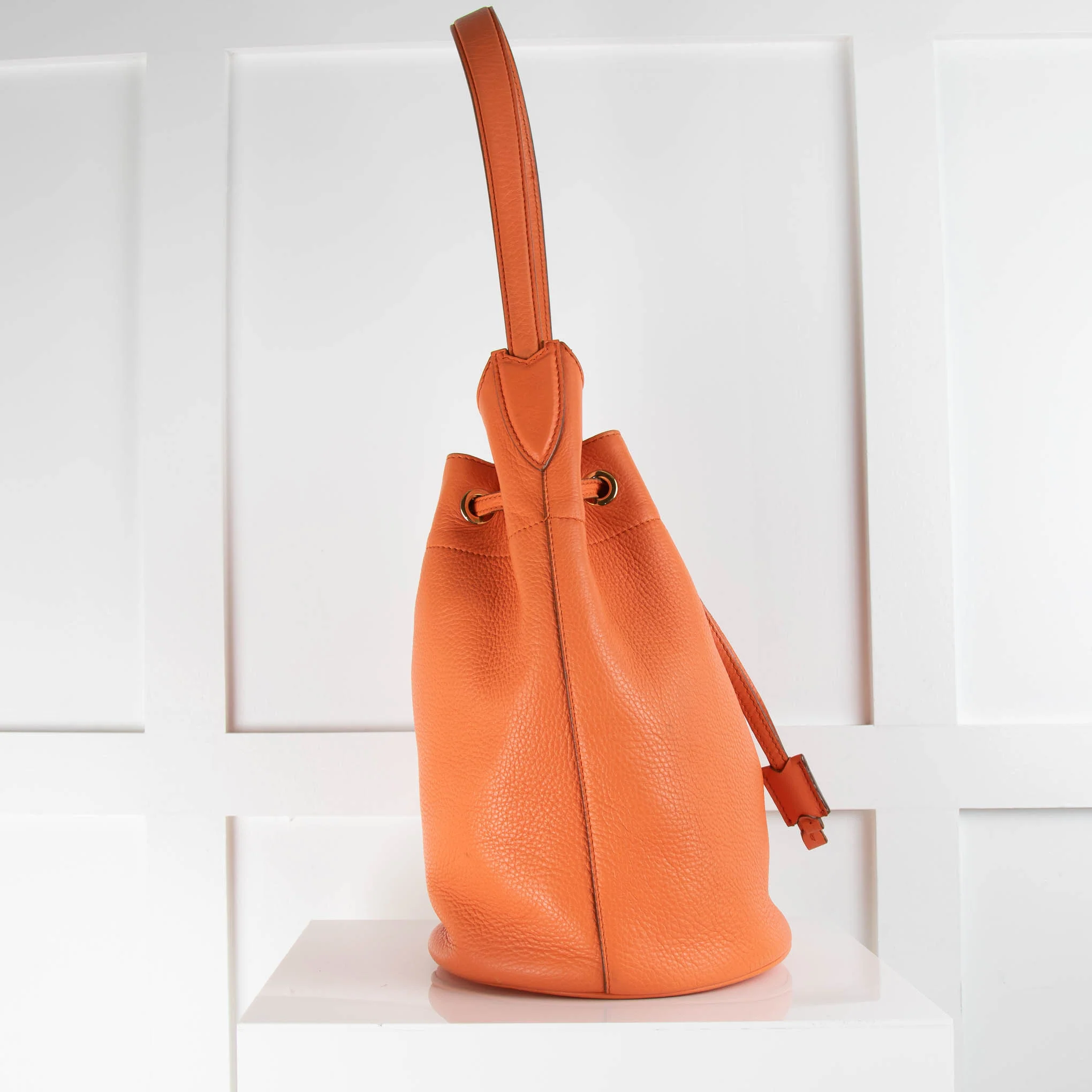 Max Mara Orange Front Tie Small Bucket Bag - Image 3