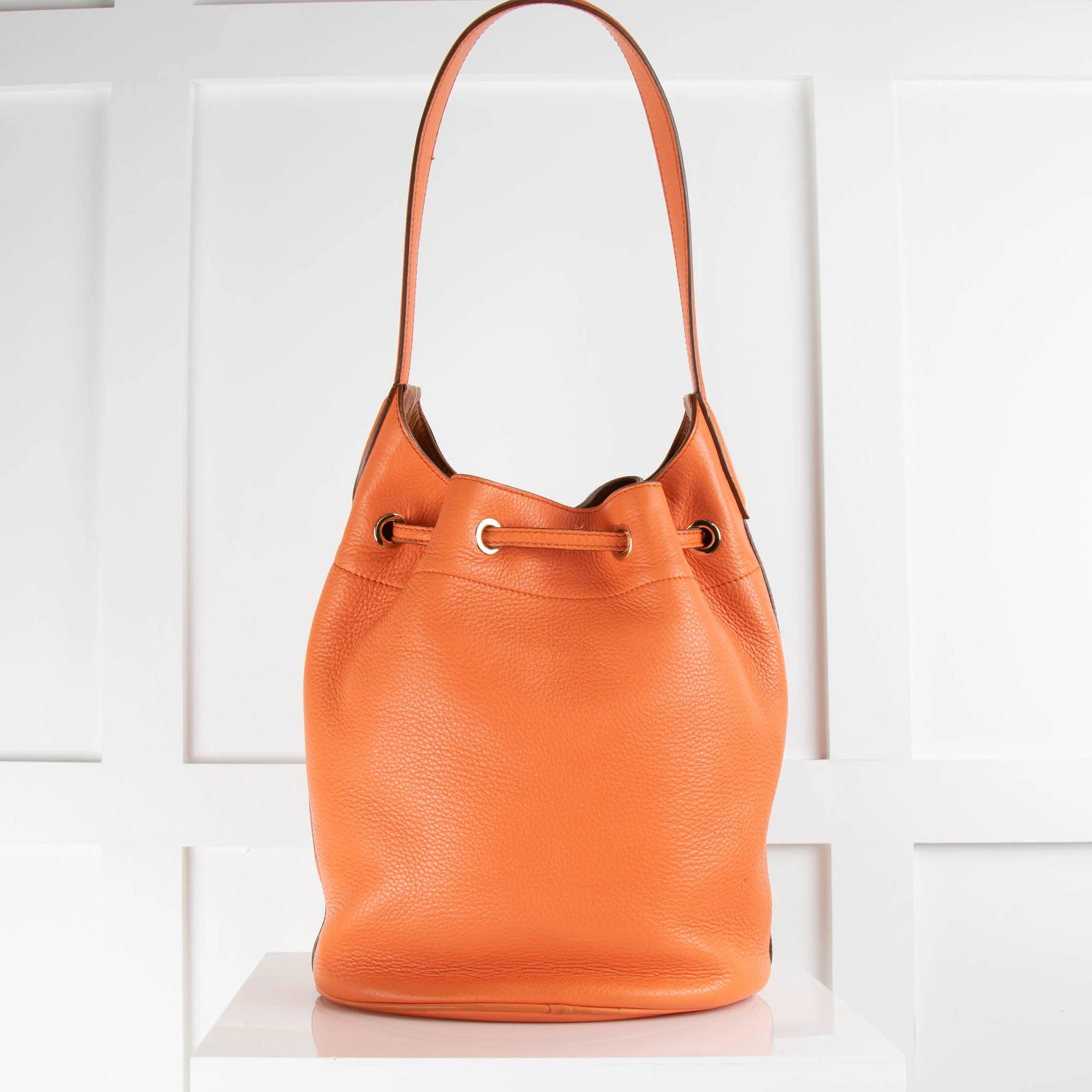 Max Mara Orange Front Tie Small Bucket Bag - Image 4