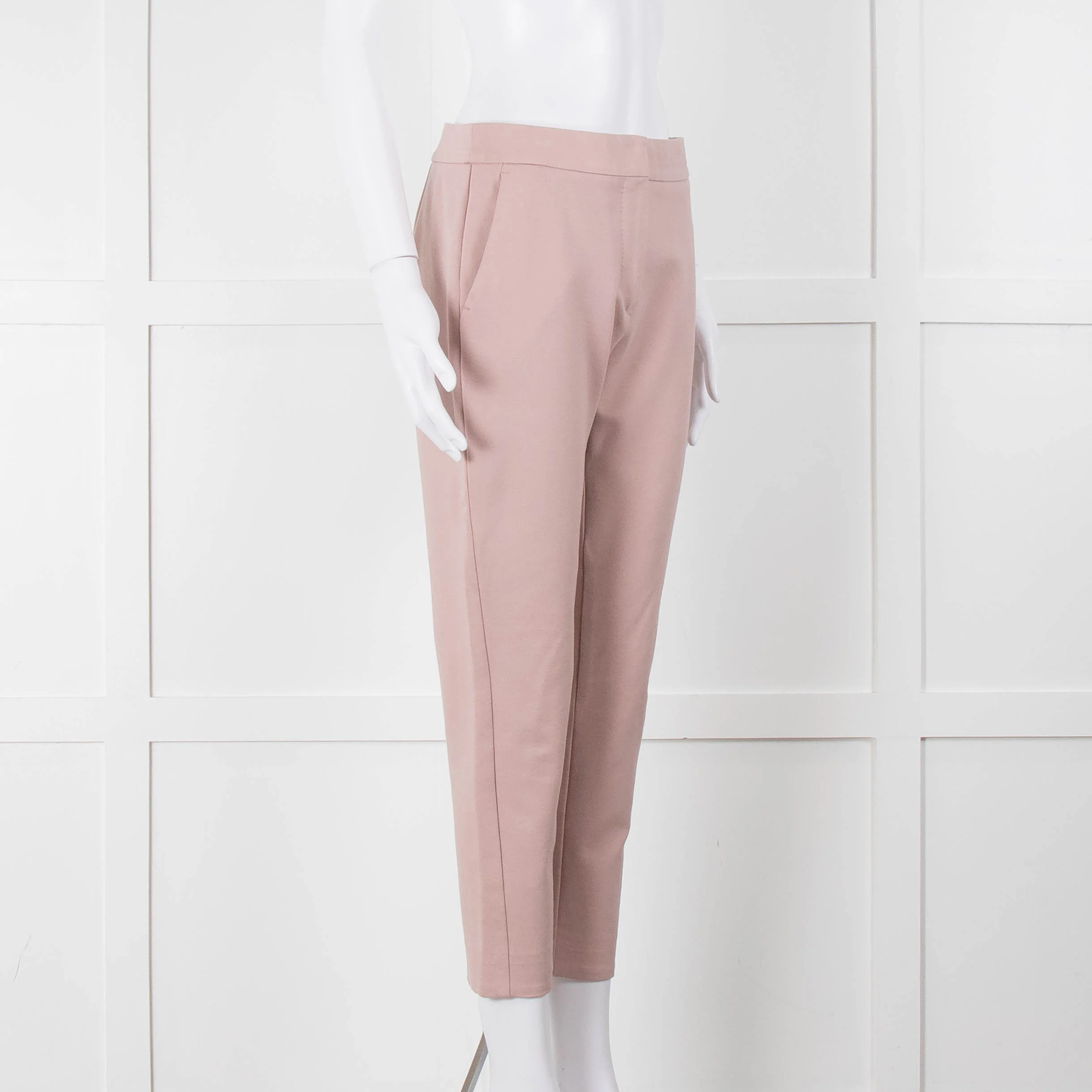 Max Mara Pale Pink Cropped Stretchy Trousers - Image 2