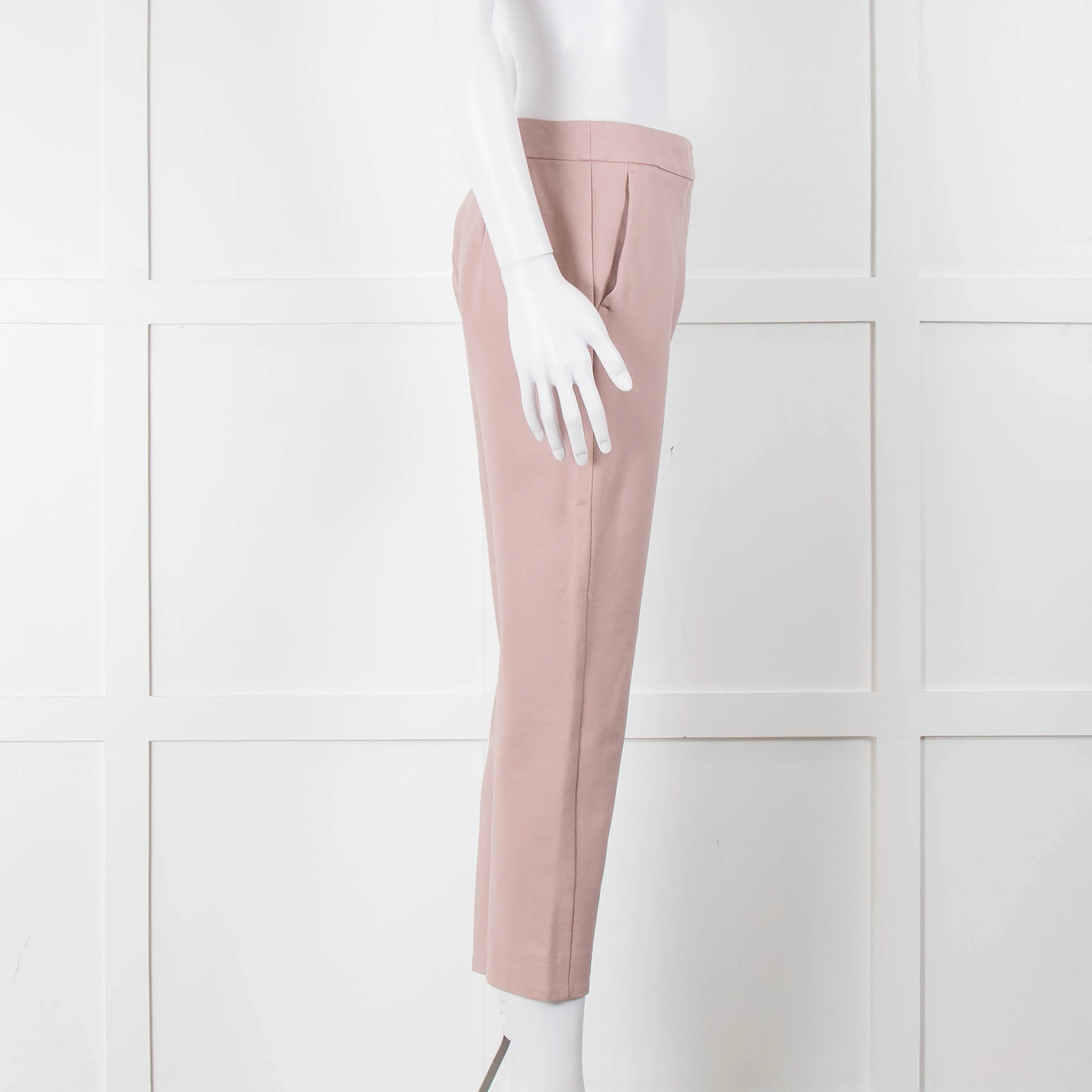 Max Mara Pale Pink Cropped Stretchy Trousers - Image 3