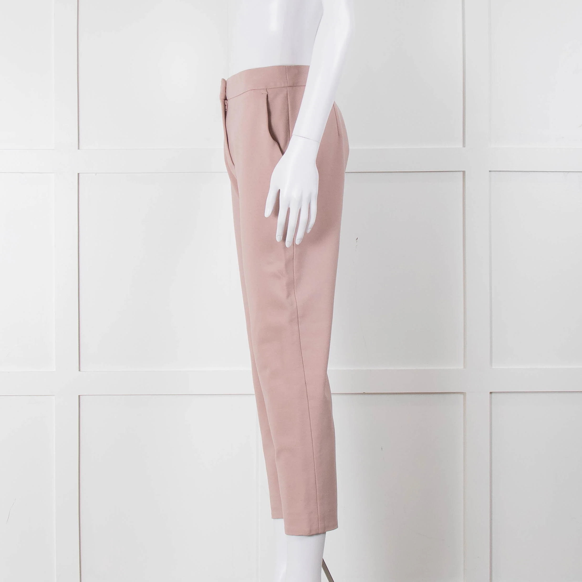 Max Mara Pale Pink Cropped Stretchy Trousers - Image 7