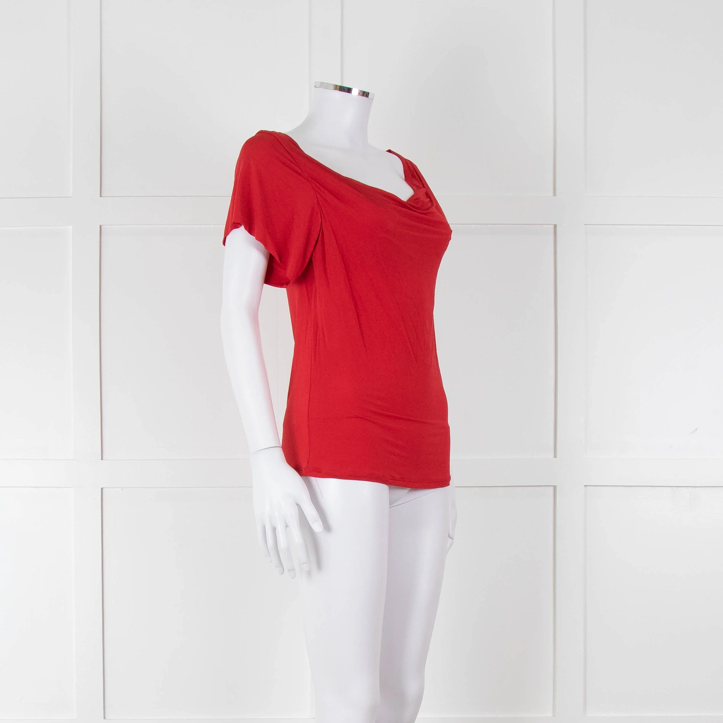 Max Mara Red Cowl Neck Short Sleeve Top - Image 2