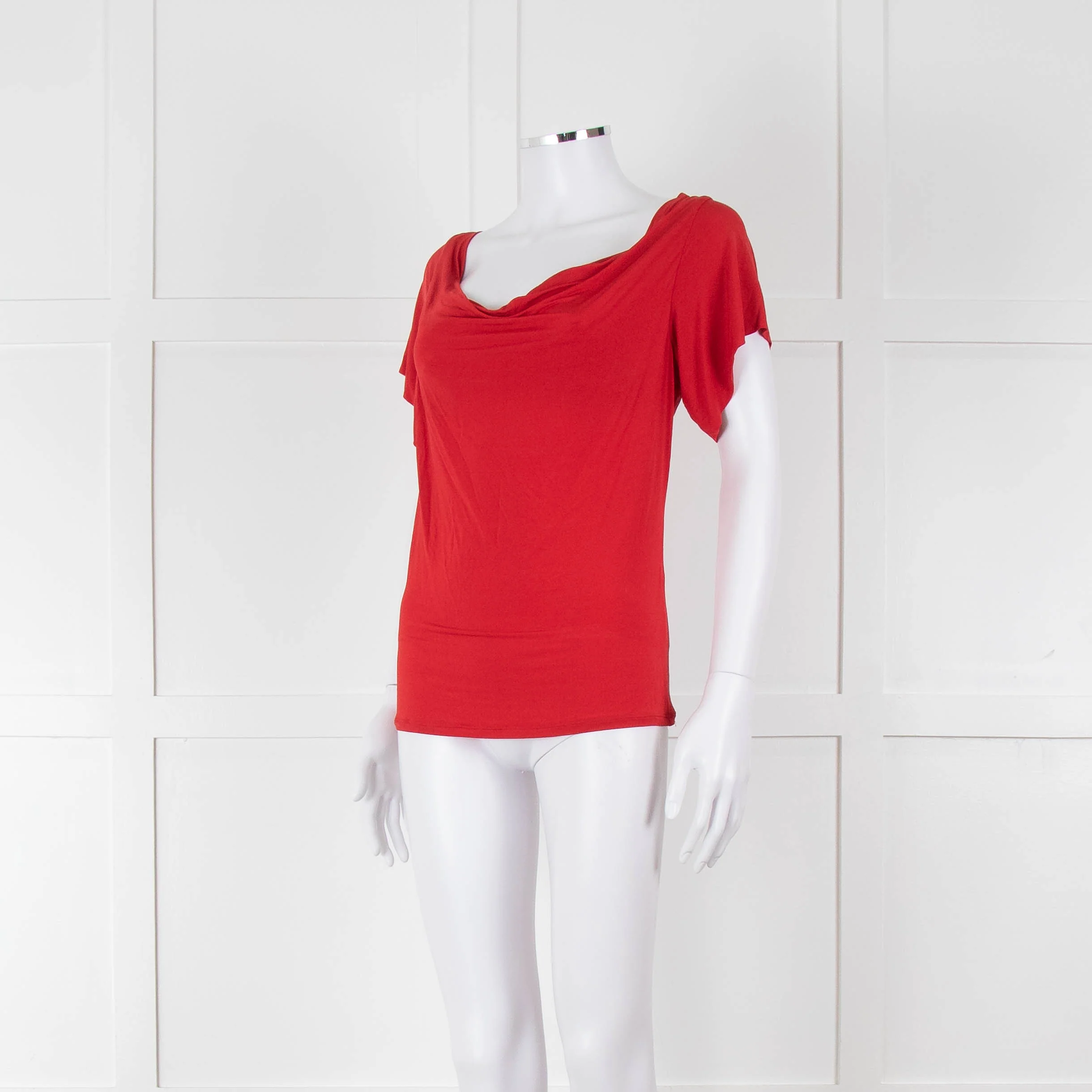 Max Mara Red Cowl Neck Short Sleeve Top - Image 8