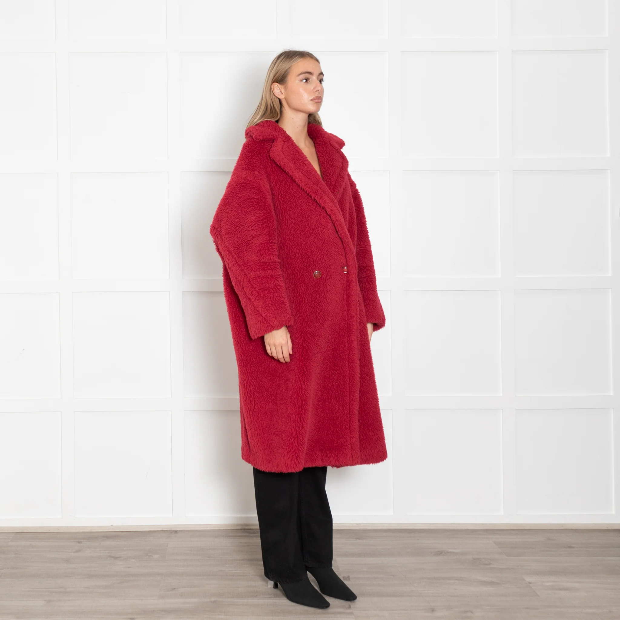 Max Mara Red Teddy Coat - Image 7