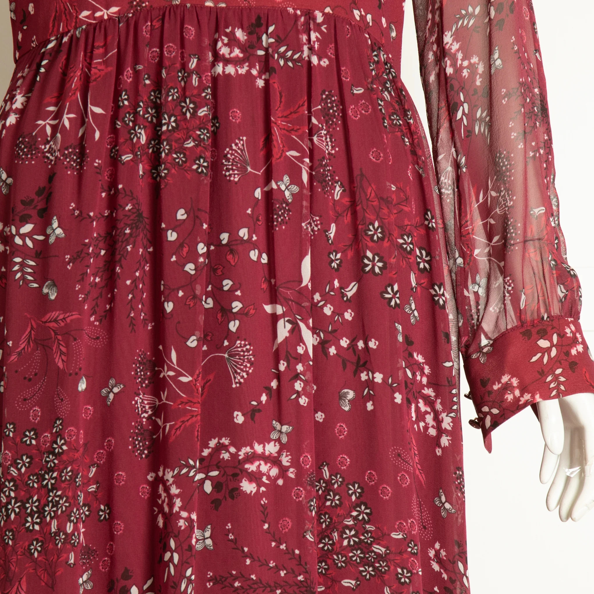Max Mara Sheer Dark Red Floral Maxi Dress - Image 2