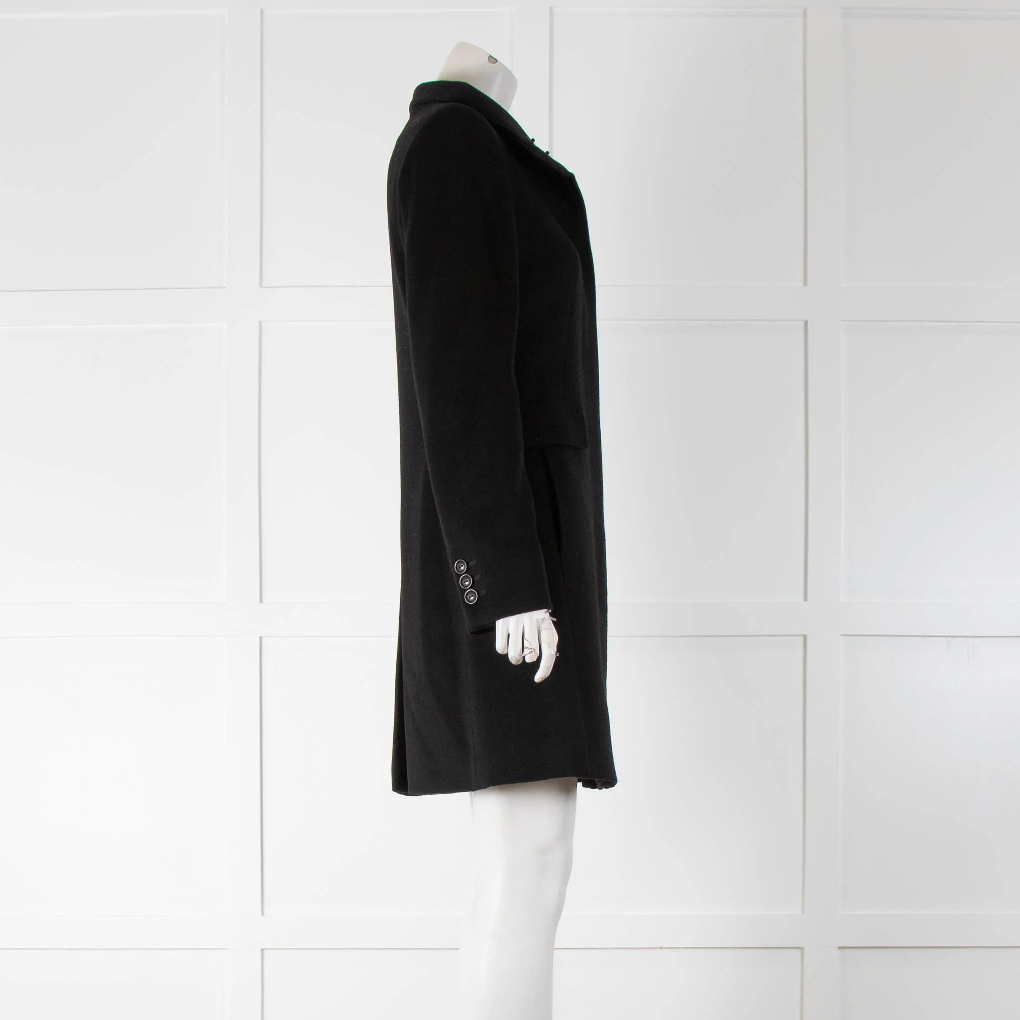 Max Mara Studio Black Funnel Neck Fitted Coat - Image 2