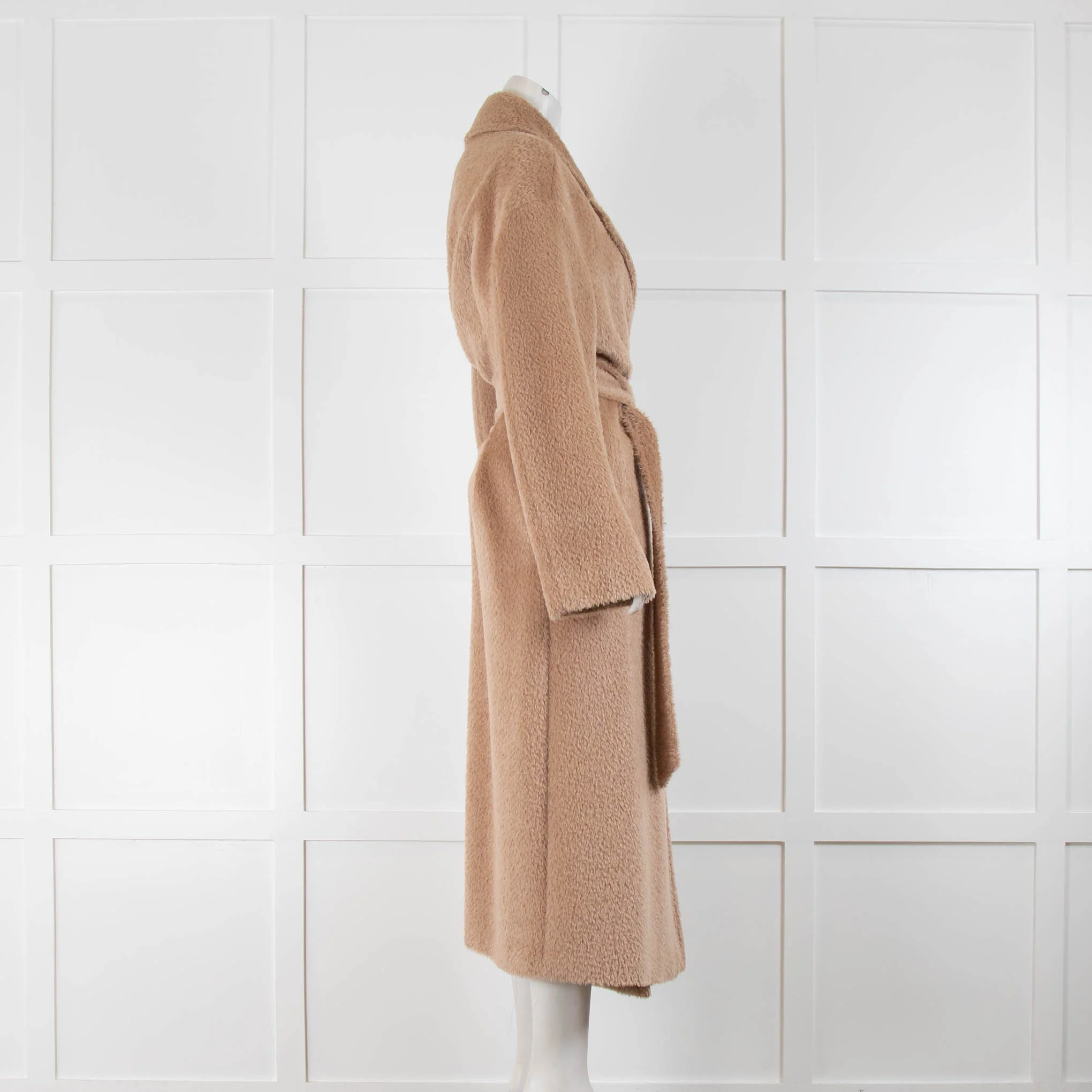 Max Mara Studio Camel Wool Blend Maxi Coat With Belt - Image 2
