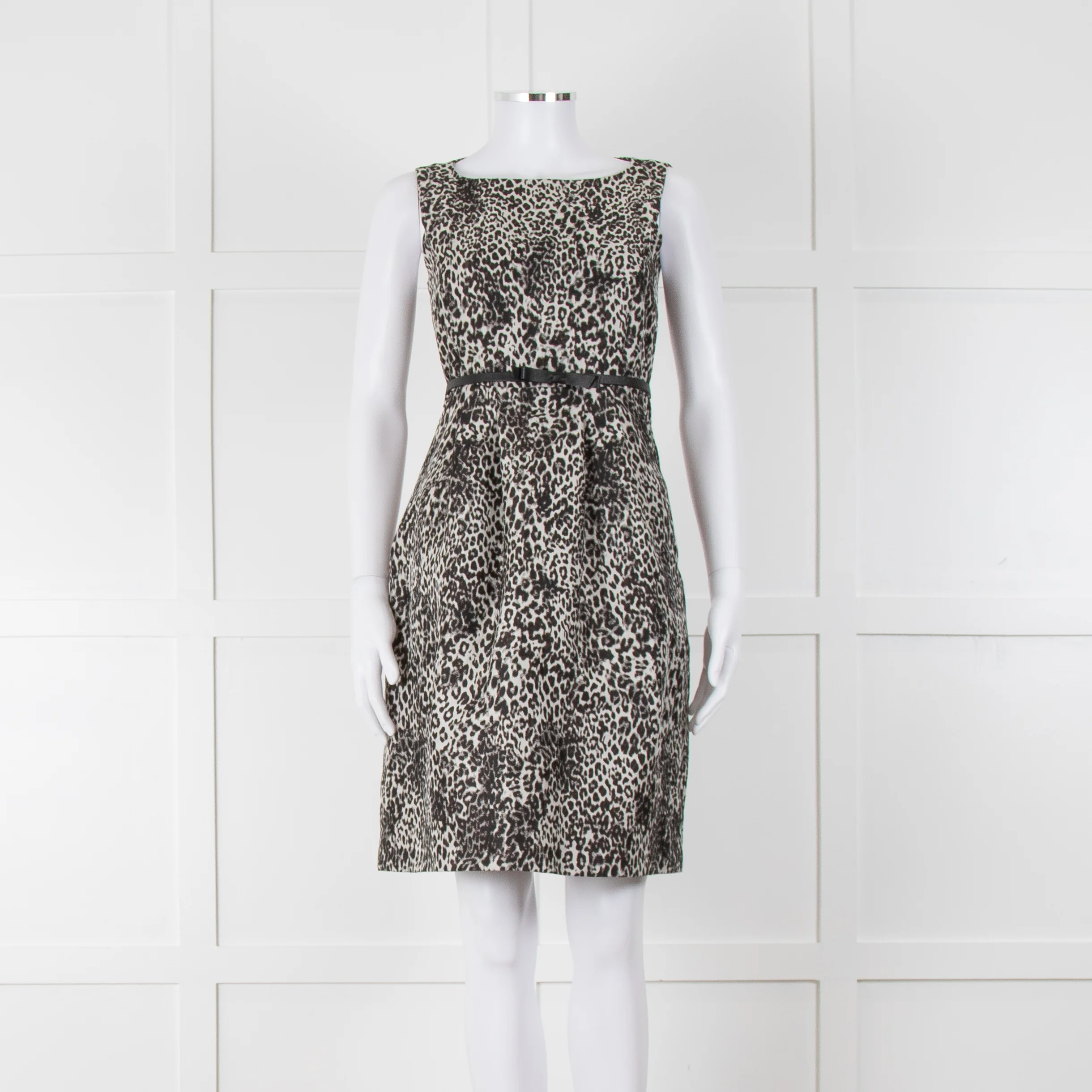 Max Mara Studio Grey Black Animal Print Sleeveless Dress