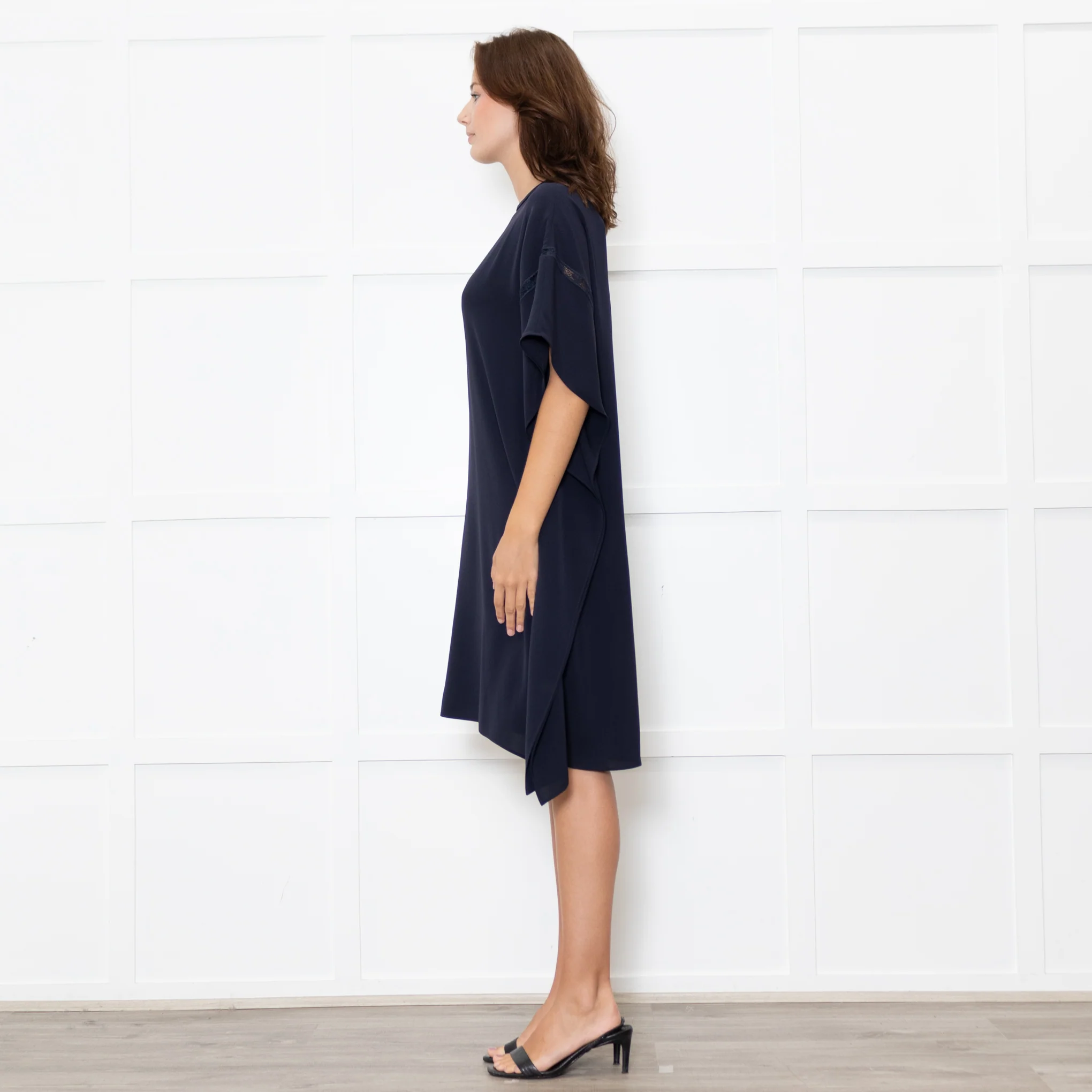 Max Mara Studio Navy Lace Trim Tunic Dress - Image 4