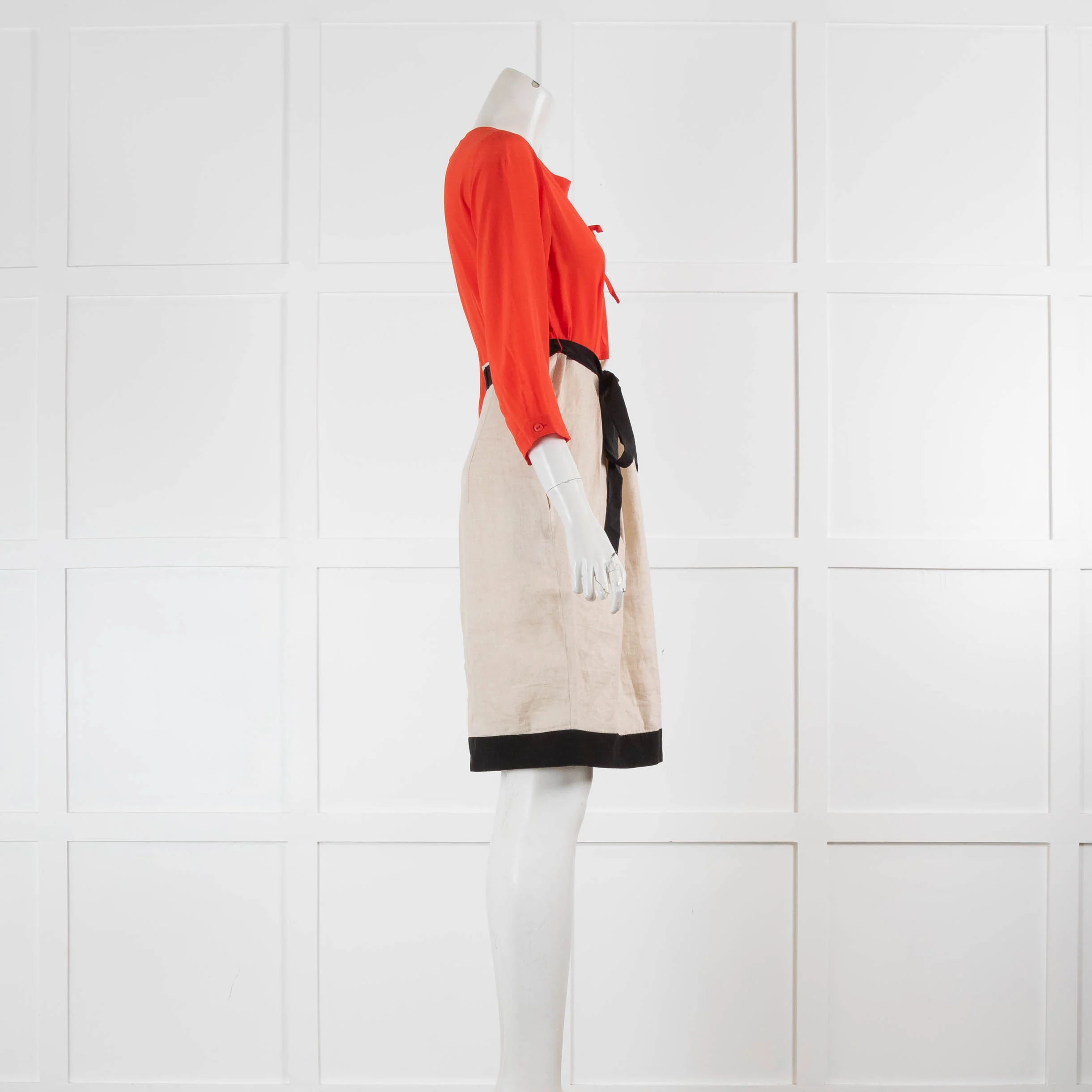 Max Mara Studio Orange Cream 3/4 Sleeve Mini Dress - Image 2