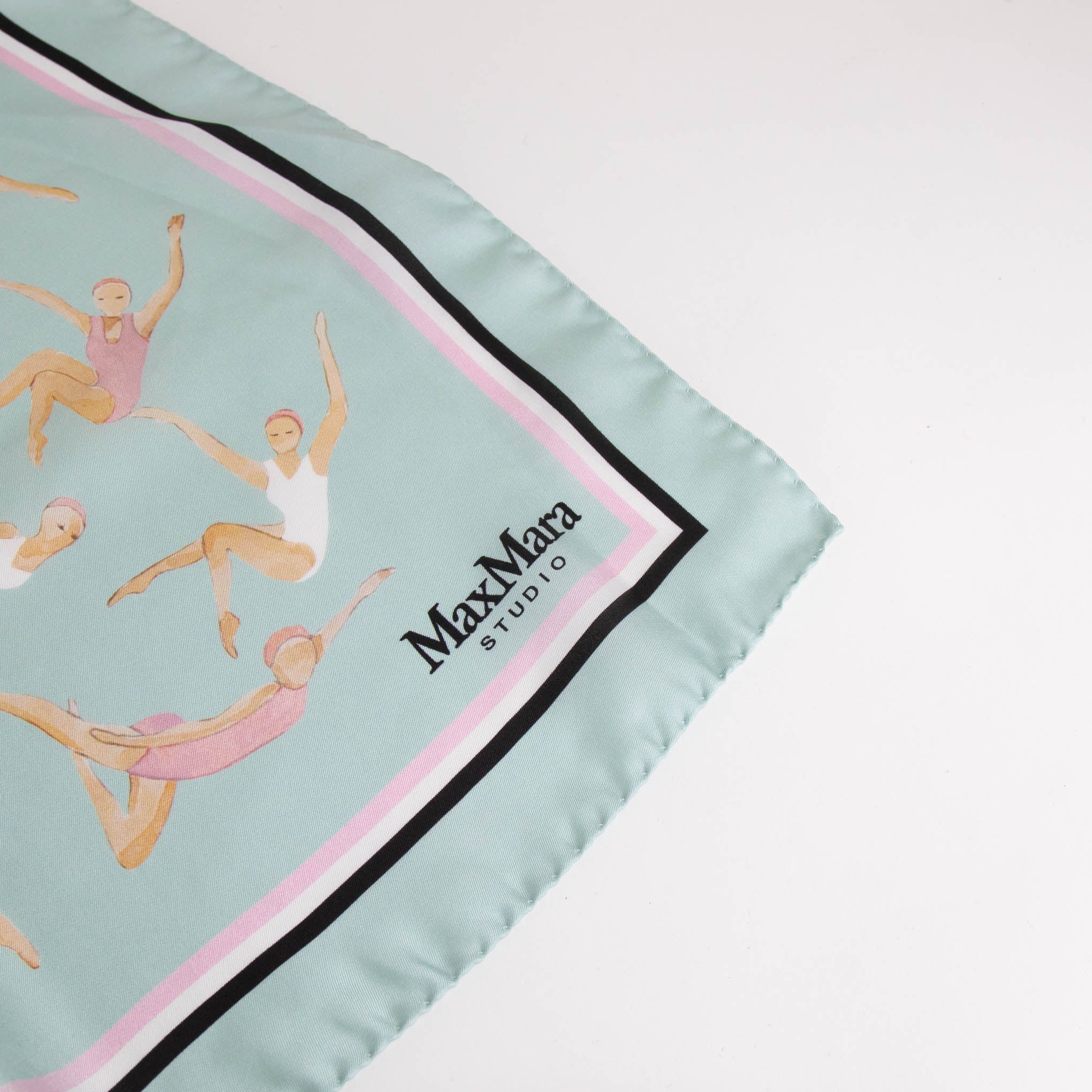 Max Mara Teal Synchronized Swimmer Silk Scarf - Image 2
