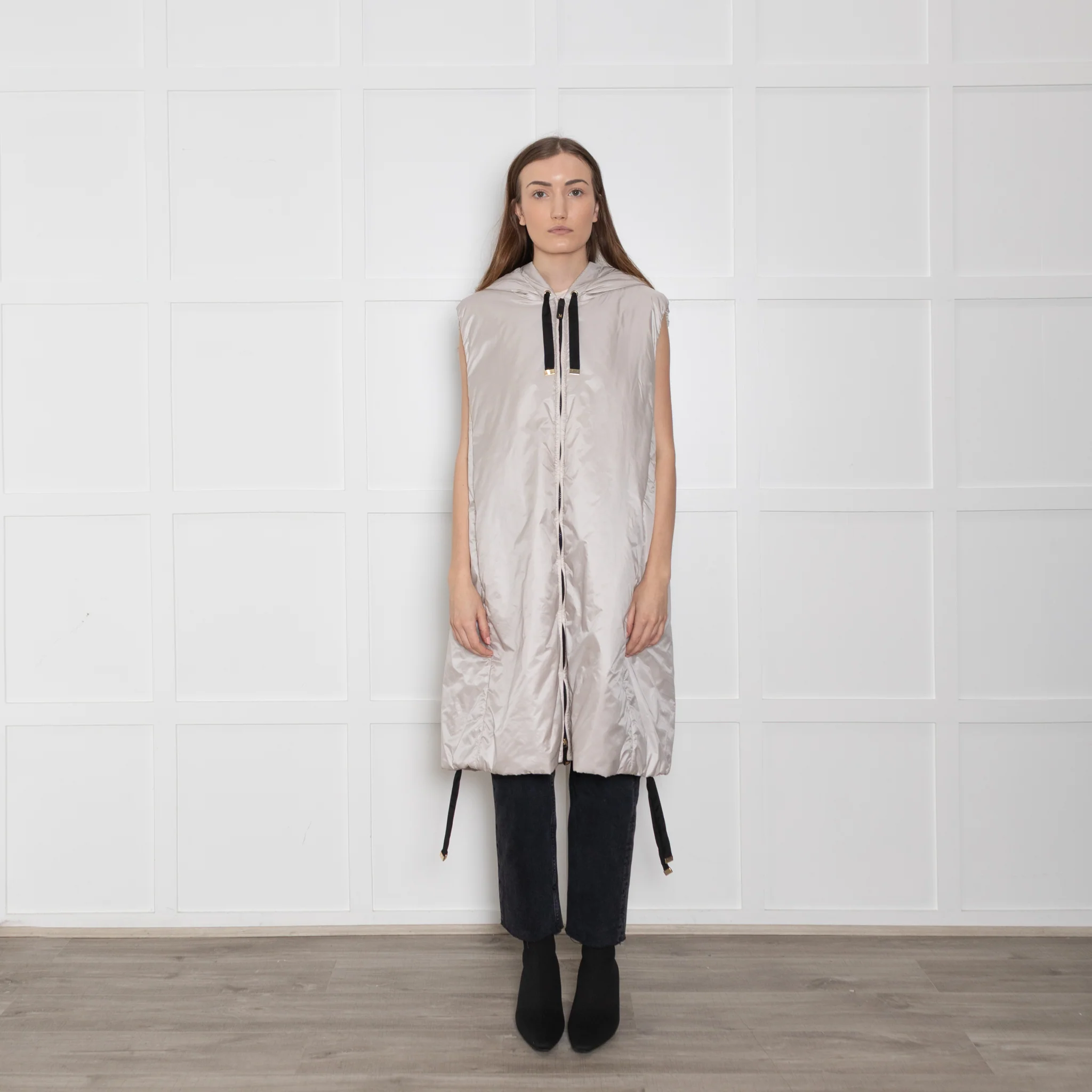 Max Mara The Cube Cream Long Hooded Gilet