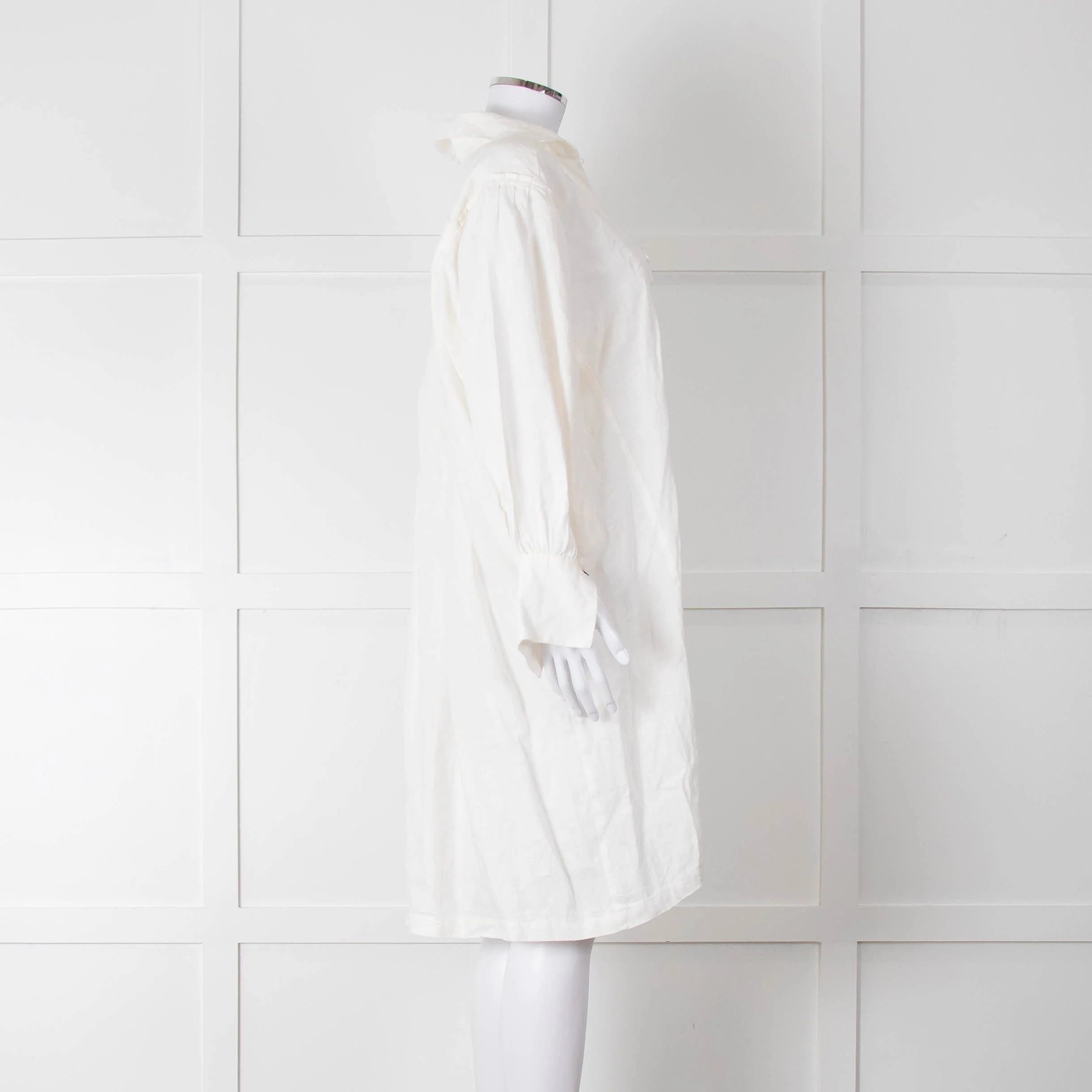 Max Mara White Cotton Tassel Detail Long Sleeve Tunic Dress - Image 3