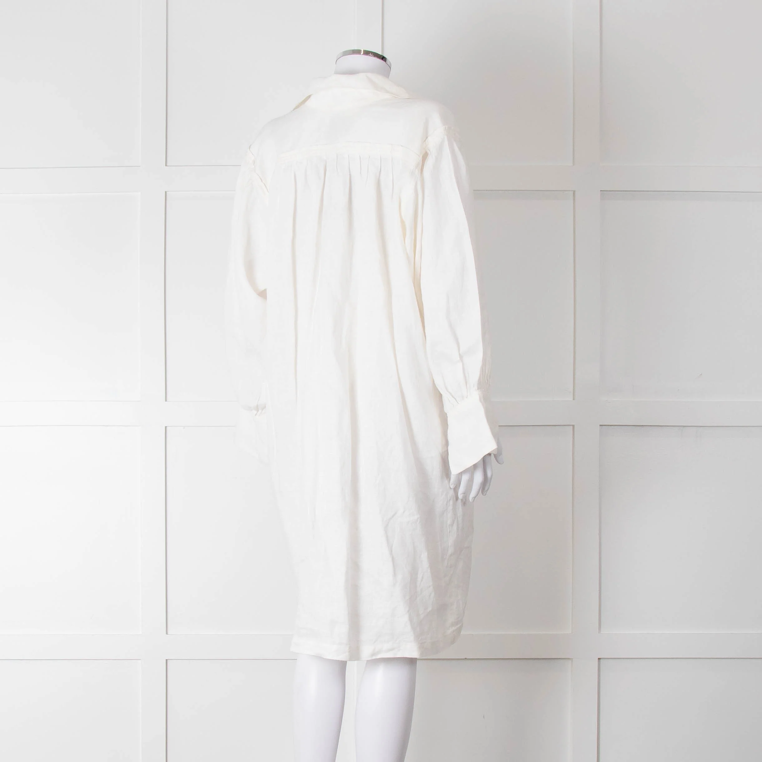 Max Mara White Cotton Tassel Detail Long Sleeve Tunic Dress - Image 4