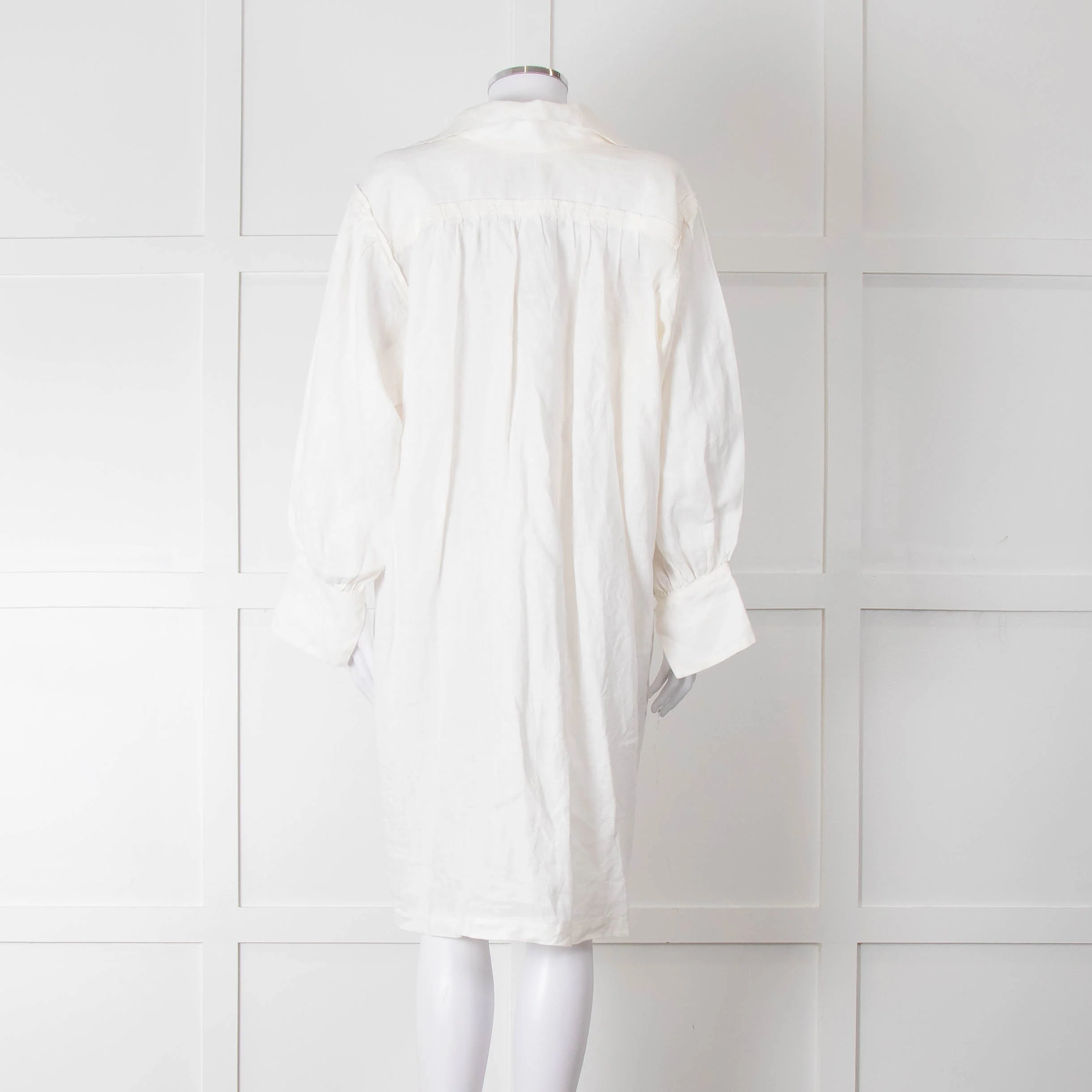 Max Mara White Cotton Tassel Detail Long Sleeve Tunic Dress - Image 5