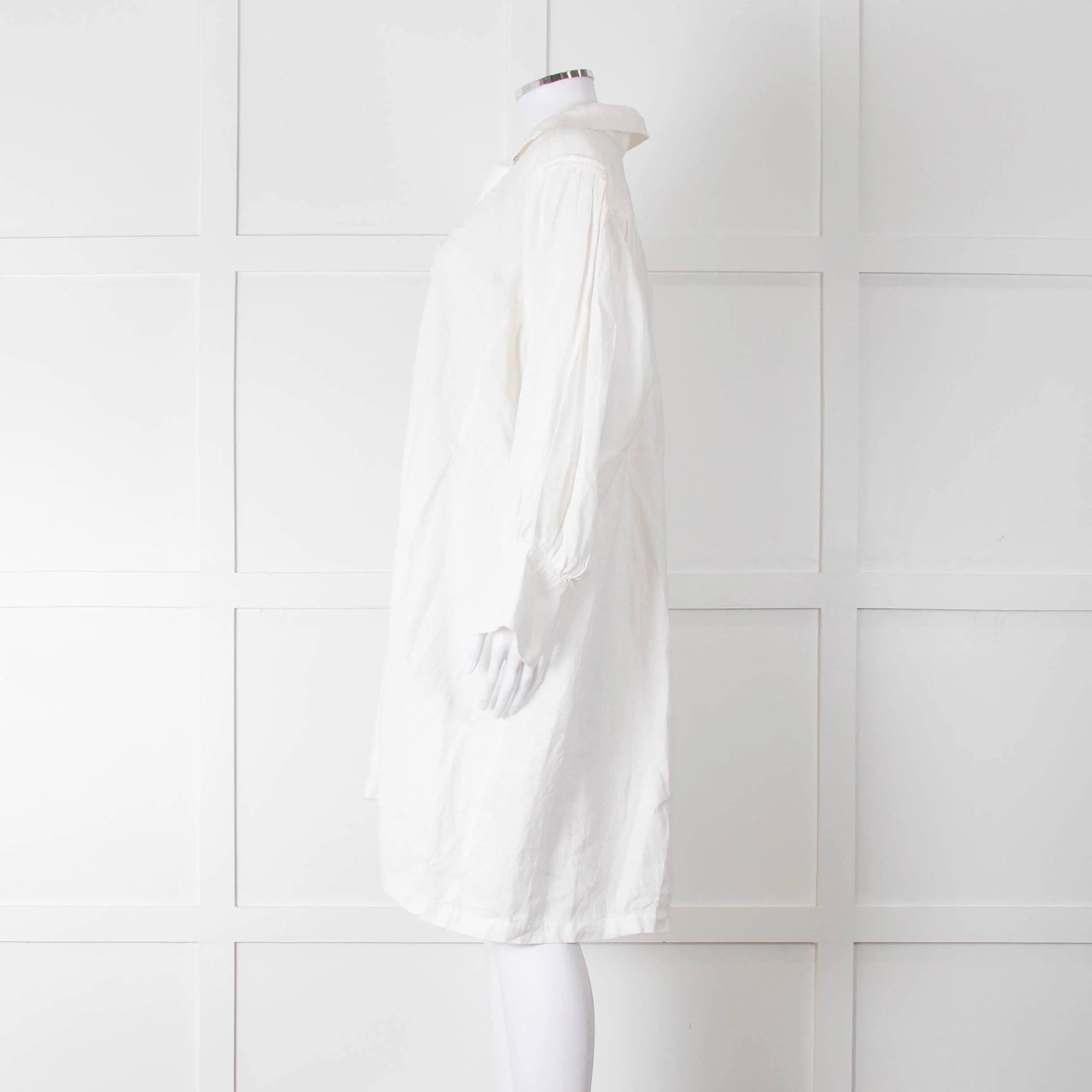Max Mara White Cotton Tassel Detail Long Sleeve Tunic Dress - Image 7