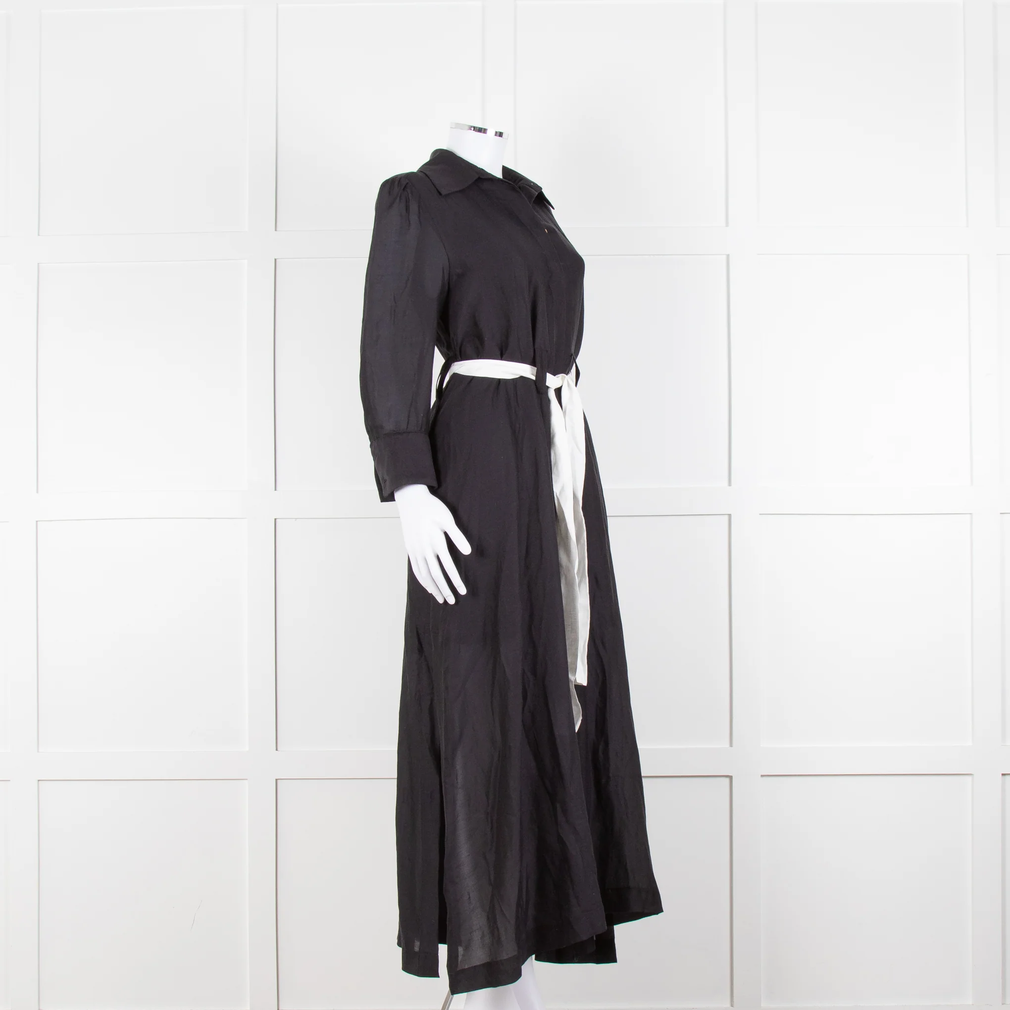 Max & Moi Black Cotton Silk Long Shirt Button Up Dress - Image 2