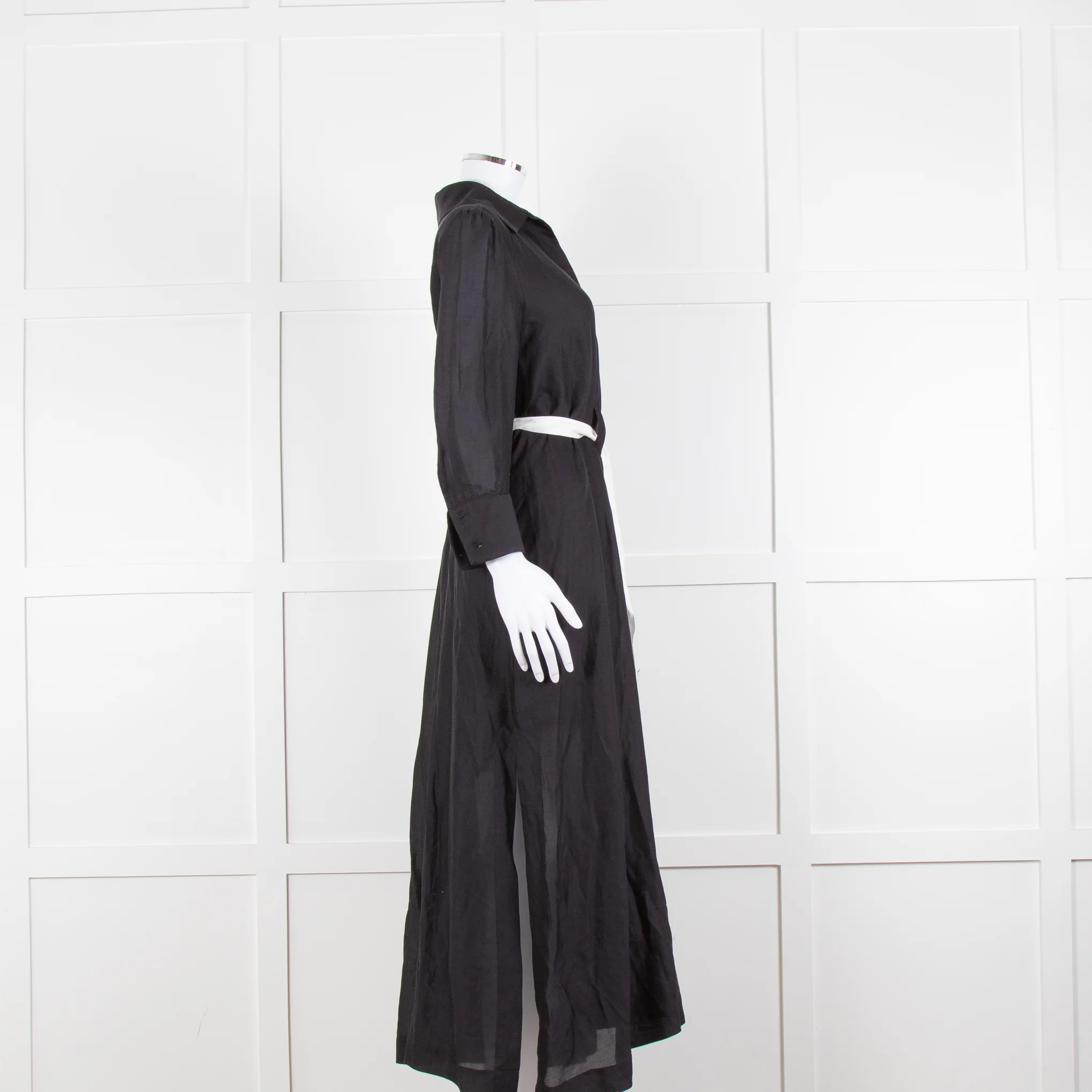Max & Moi Black Cotton Silk Long Shirt Button Up Dress - Image 3