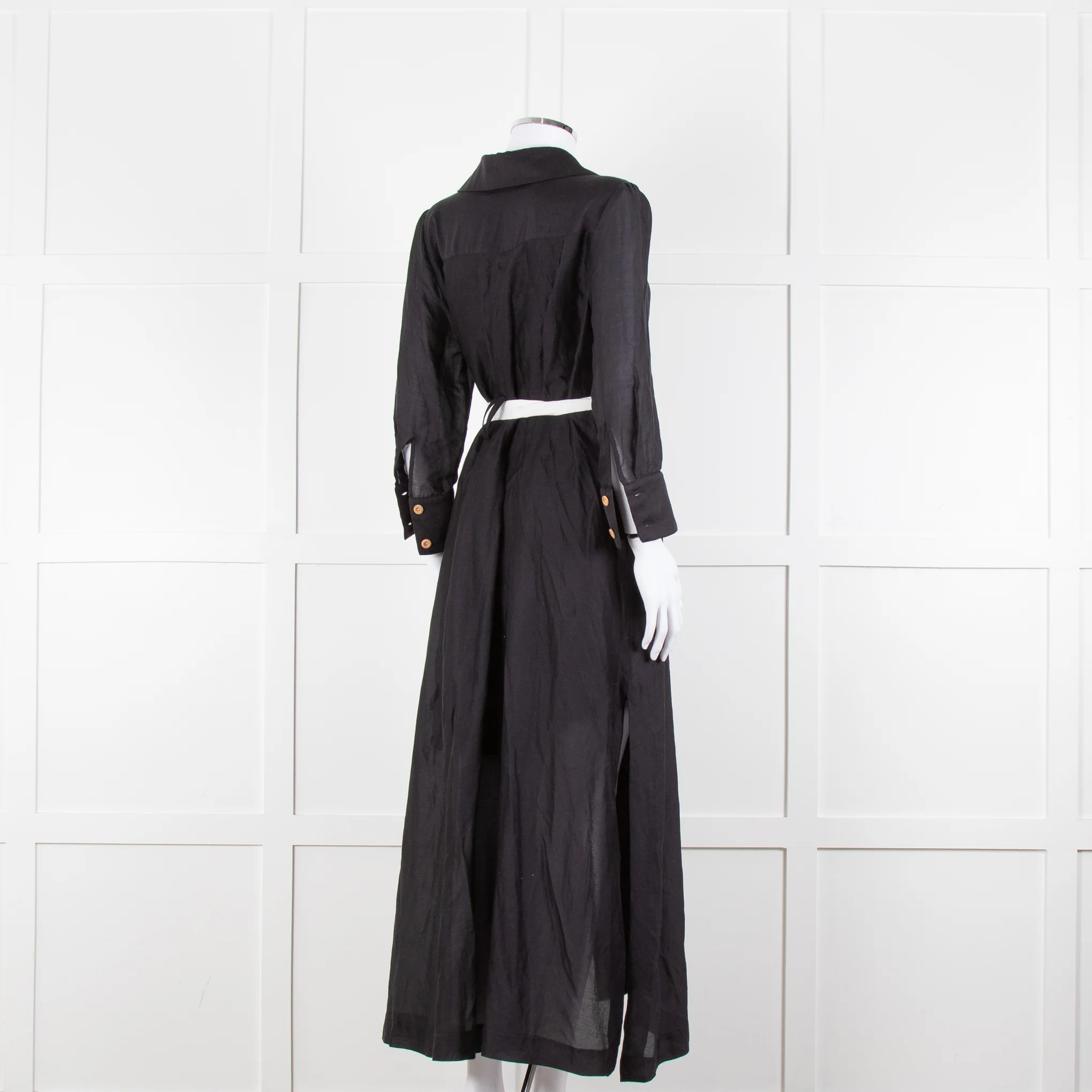 Max & Moi Black Cotton Silk Long Shirt Button Up Dress - Image 4