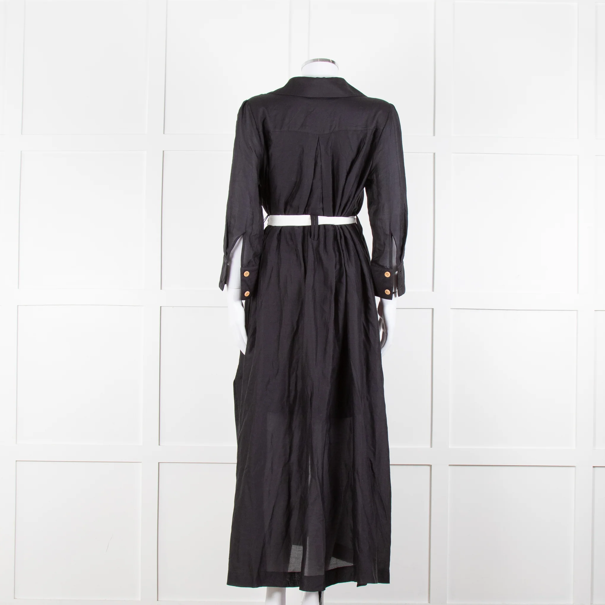 Max & Moi Black Cotton Silk Long Shirt Button Up Dress - Image 5