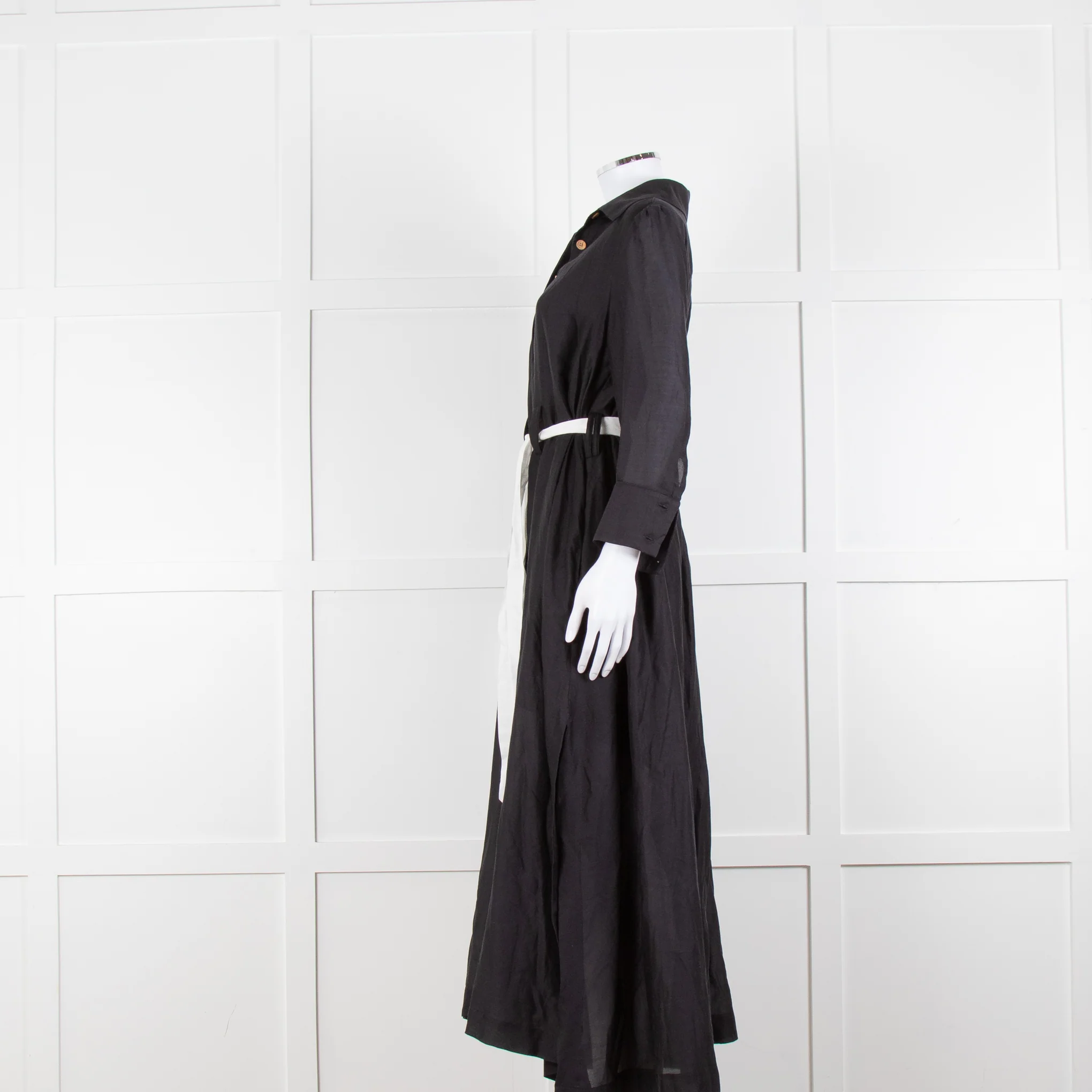 Max & Moi Black Cotton Silk Long Shirt Button Up Dress - Image 7